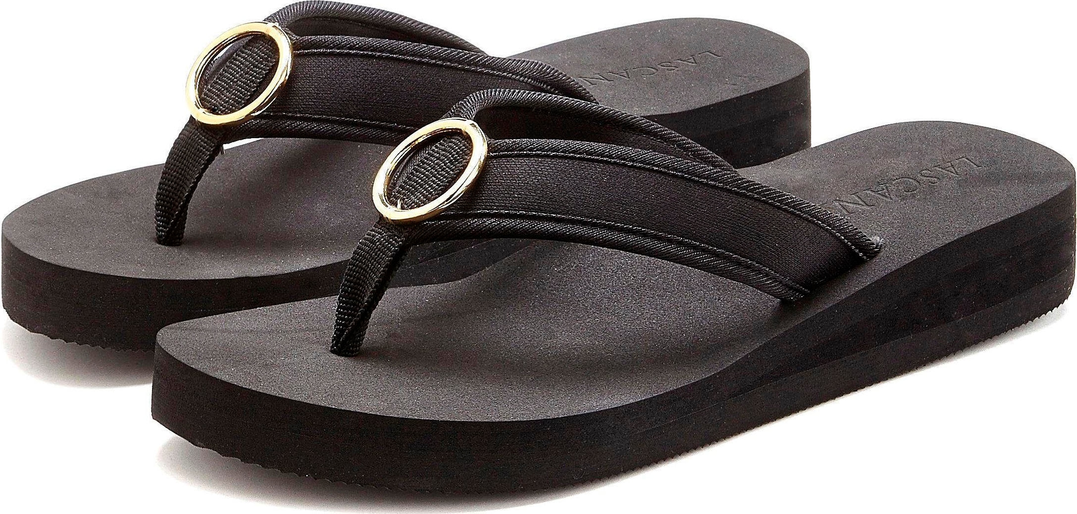 LASCANA Badezehentrenner »Sandale, Pantolette,« Zehentrenner, Badeschuh mit Ringapplikation "Italy" VEGAN