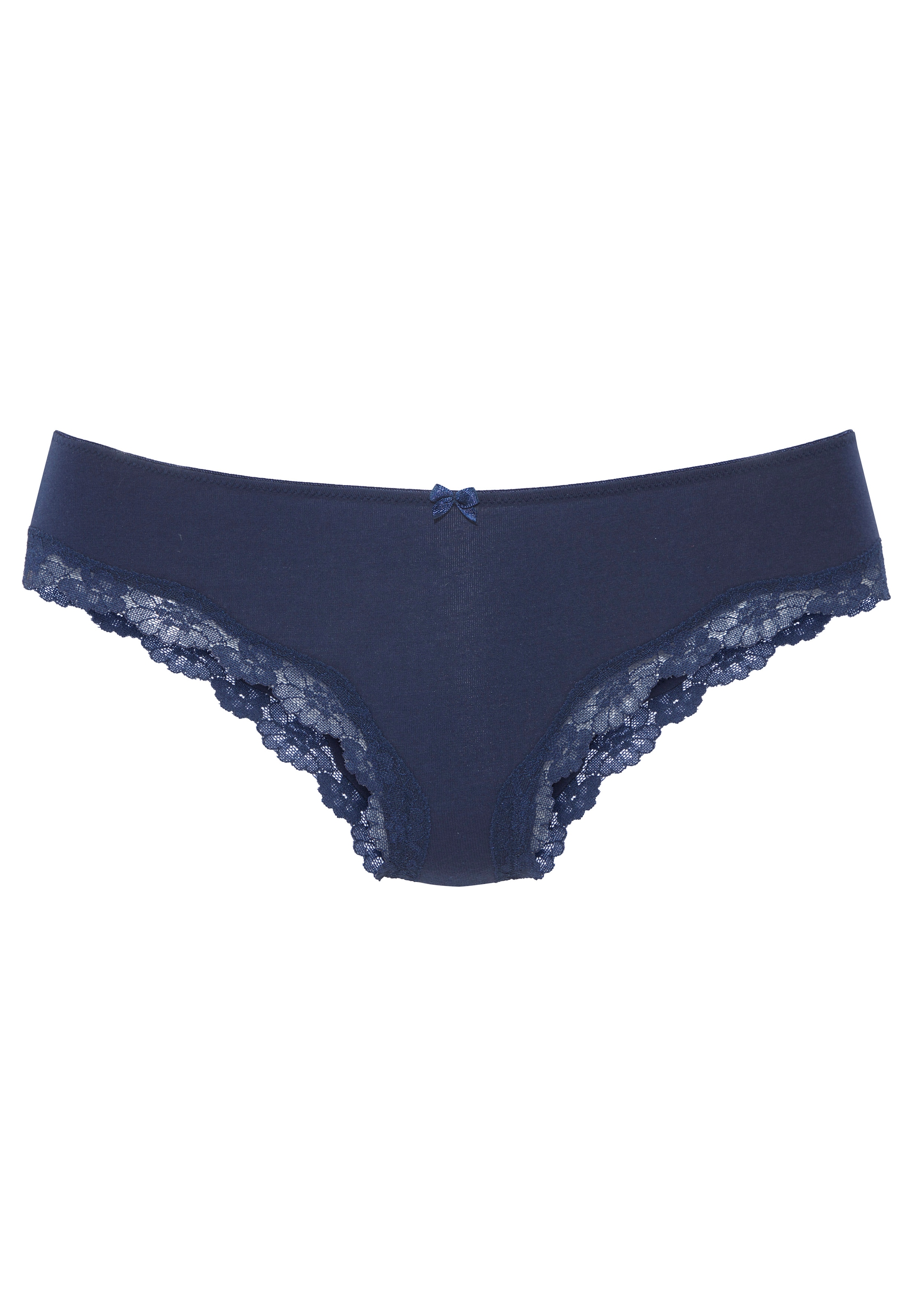 LASCANA Slip 3er-Pack,  aus elastischer Baumwolle mit zarter Spitze