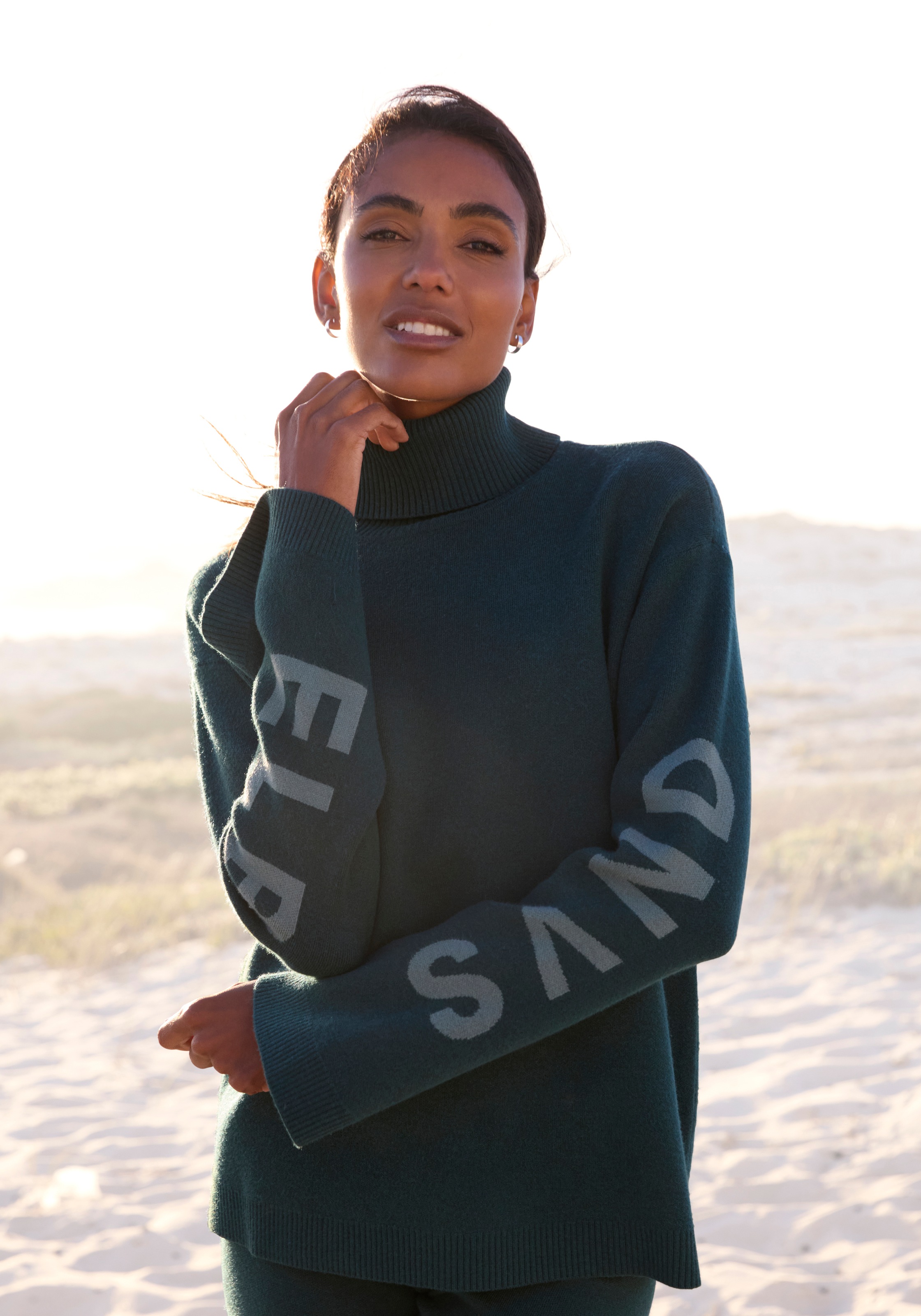 Elbsand Rollkragenpullover aus hochwertigem Strick mit eingestricktem Logo, Loungewear