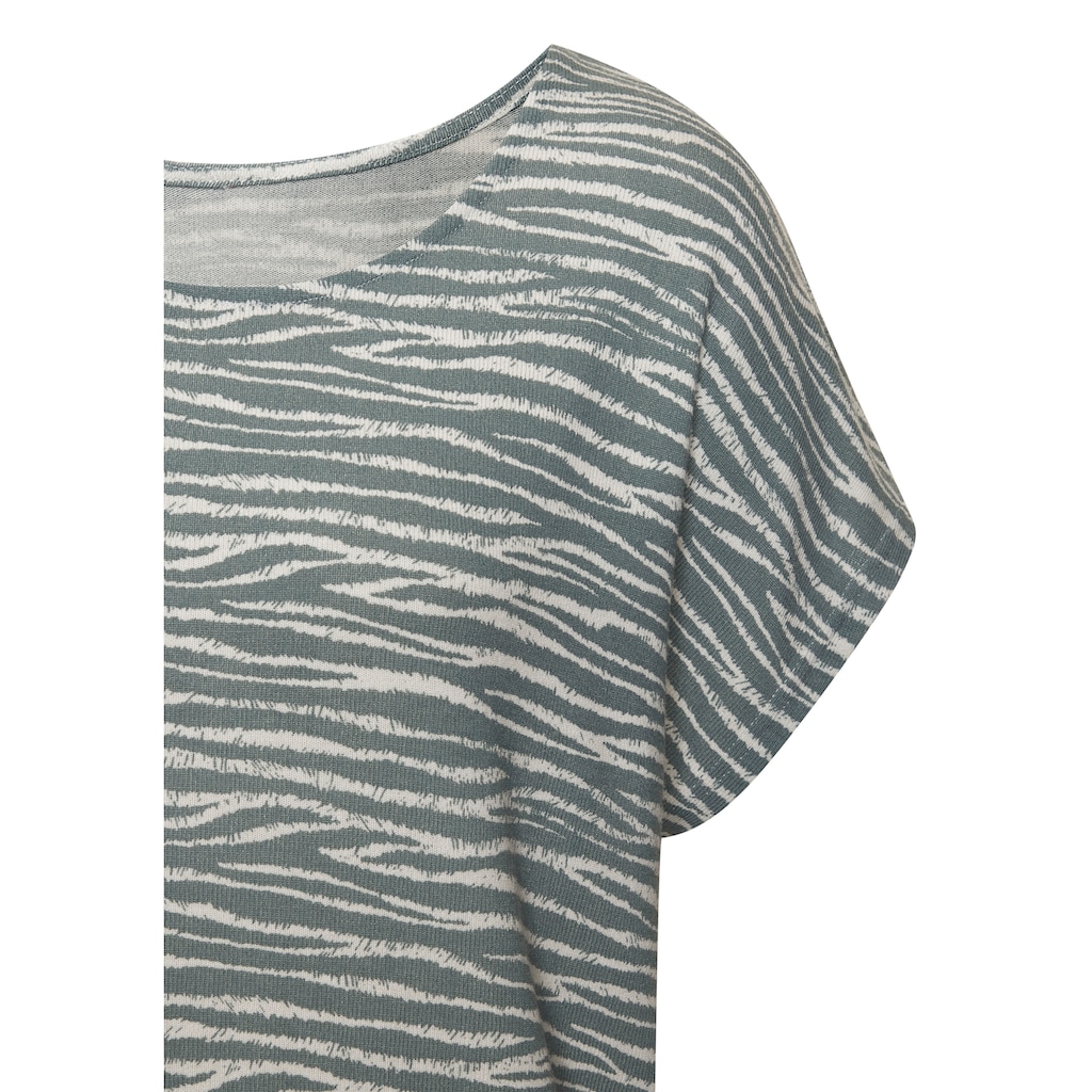 LASCANA Kurzarmshirt »mit modischem Zebra-Muster«, aus weichem Viskose-Strick