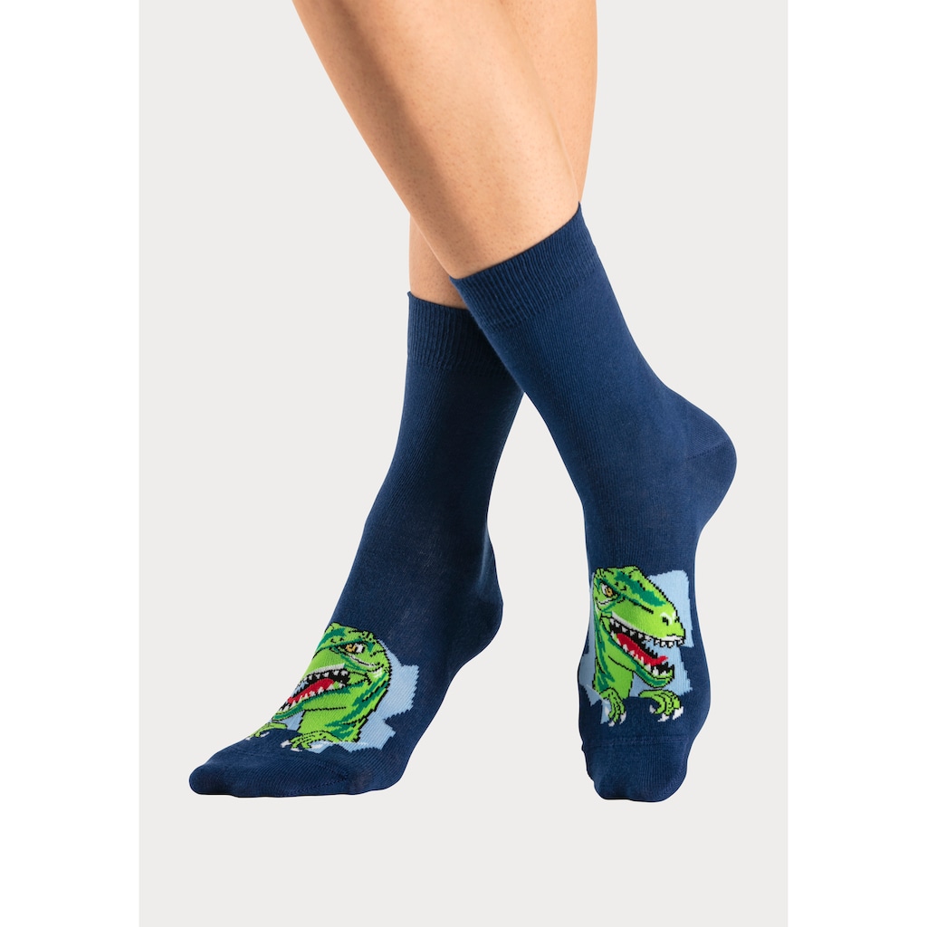 H.I.S Socken, (Packung, 5 Paar), mit Dinosauriermotiven
