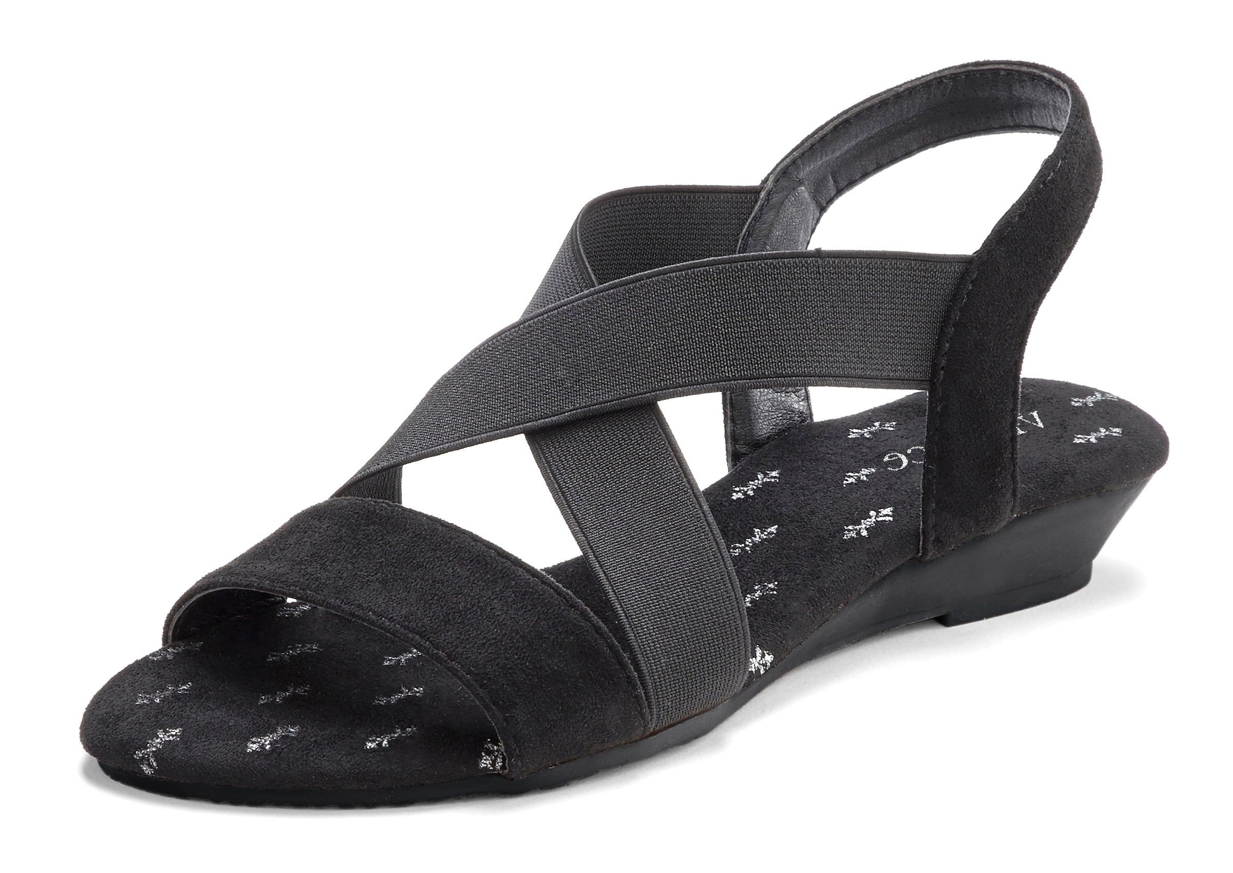 Vivance Sandalette »Sommerschuh«, Sandale, Sommerschuh mit elastischen Riemchen und Keilabsatz VEGAN