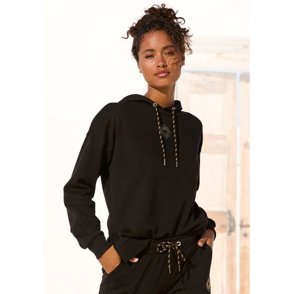 Buffalo Hoodie, Kapuzensweatshirt mit grossem Rückenprint- mit Glanz-Effekt, Loungewear