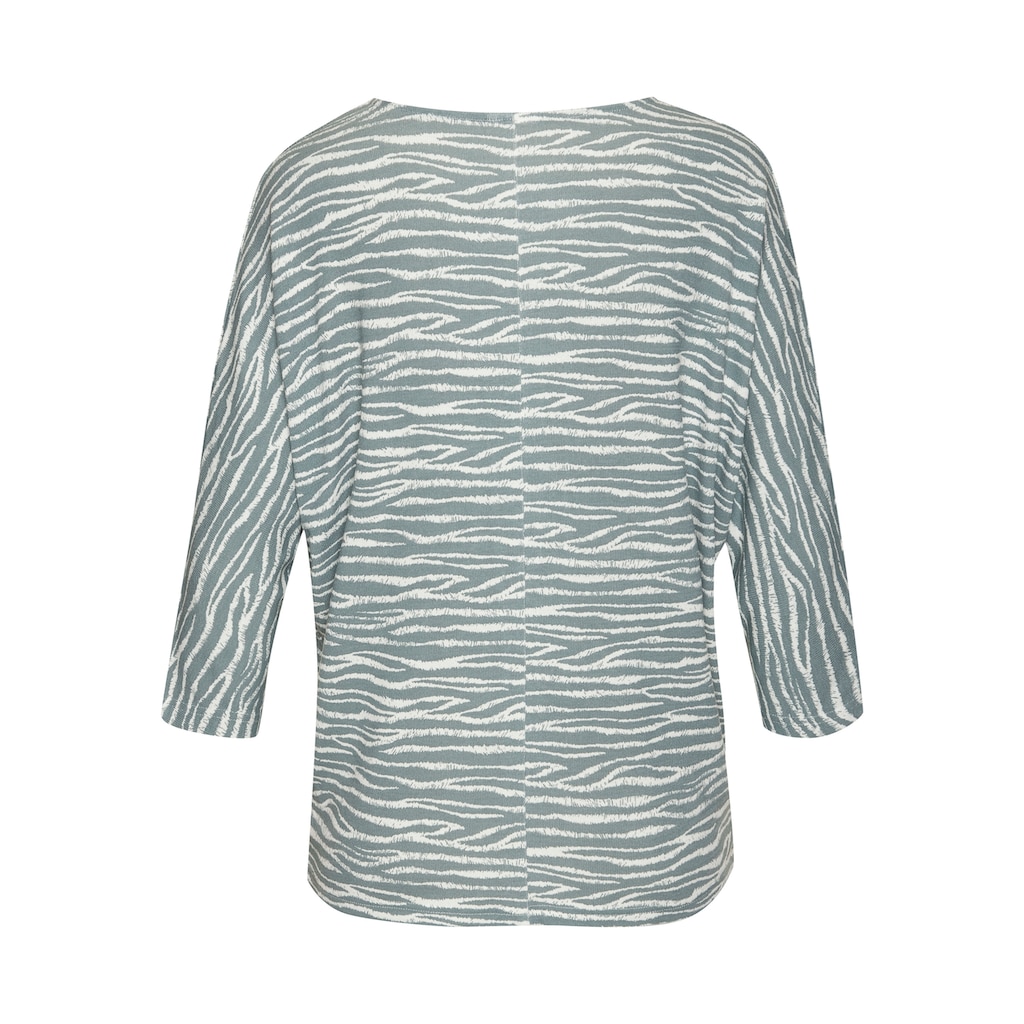 LASCANA 3/4-Arm-Shirt »mit modischem Zebra-Muster«, aus weichem Viskose-Strick