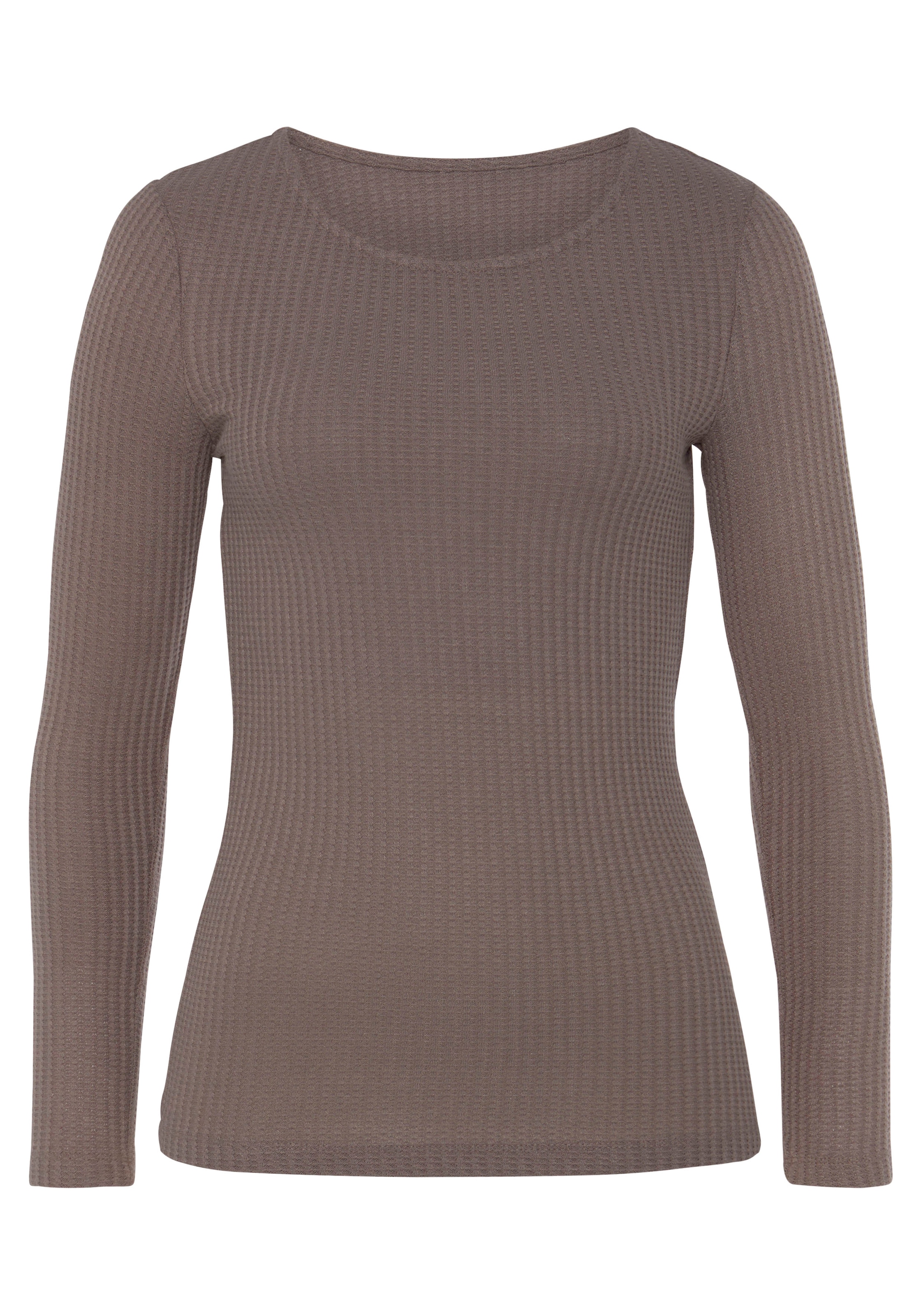 LASCANA Langarmshirt »in modischer Piqué-Optik«, aus pflegeleichter Qualität mit Viskose