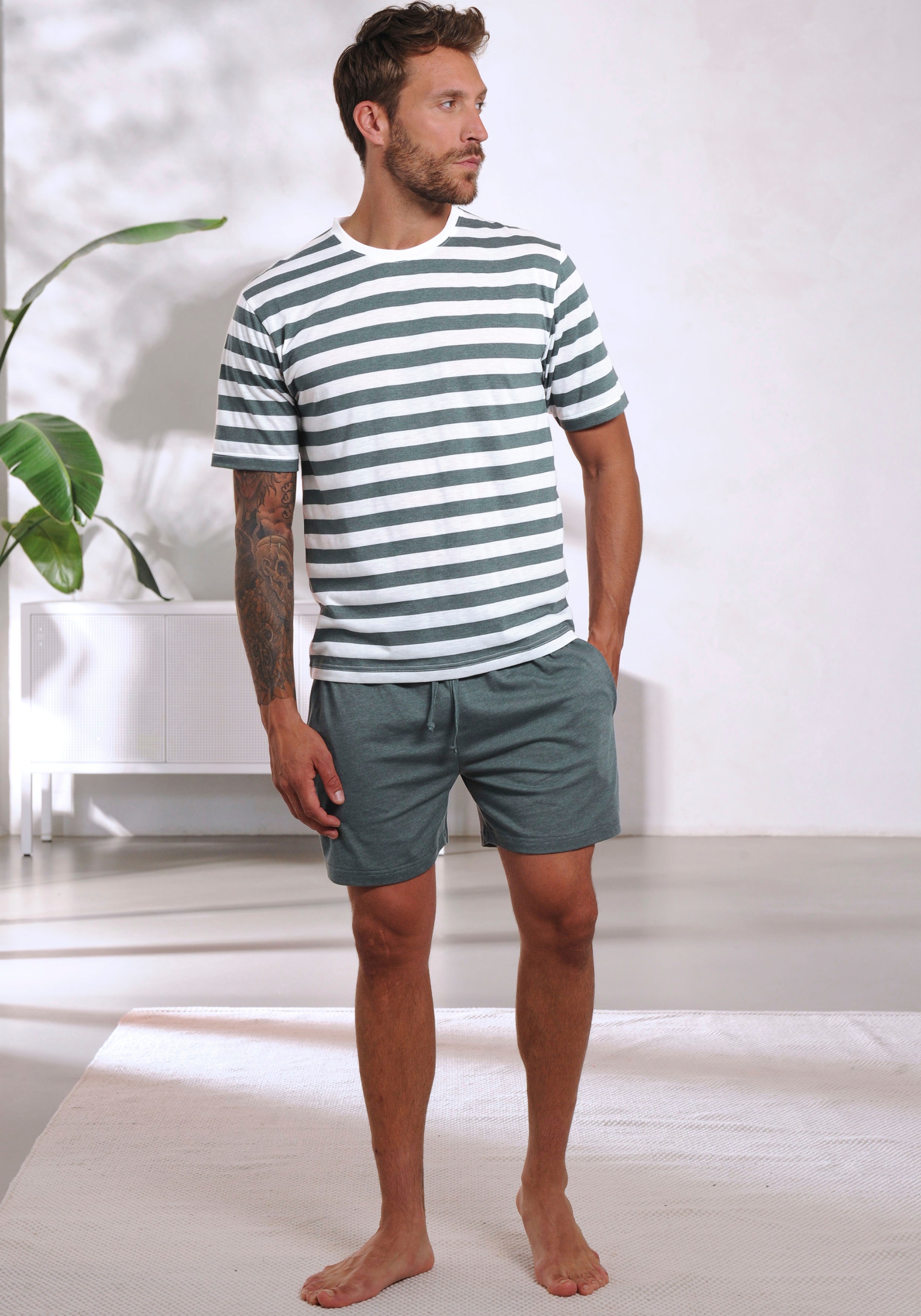 H.I.S Pyjama 1 Stück, 2 tlg. Schlafanzug aus Baumwoll-Mix