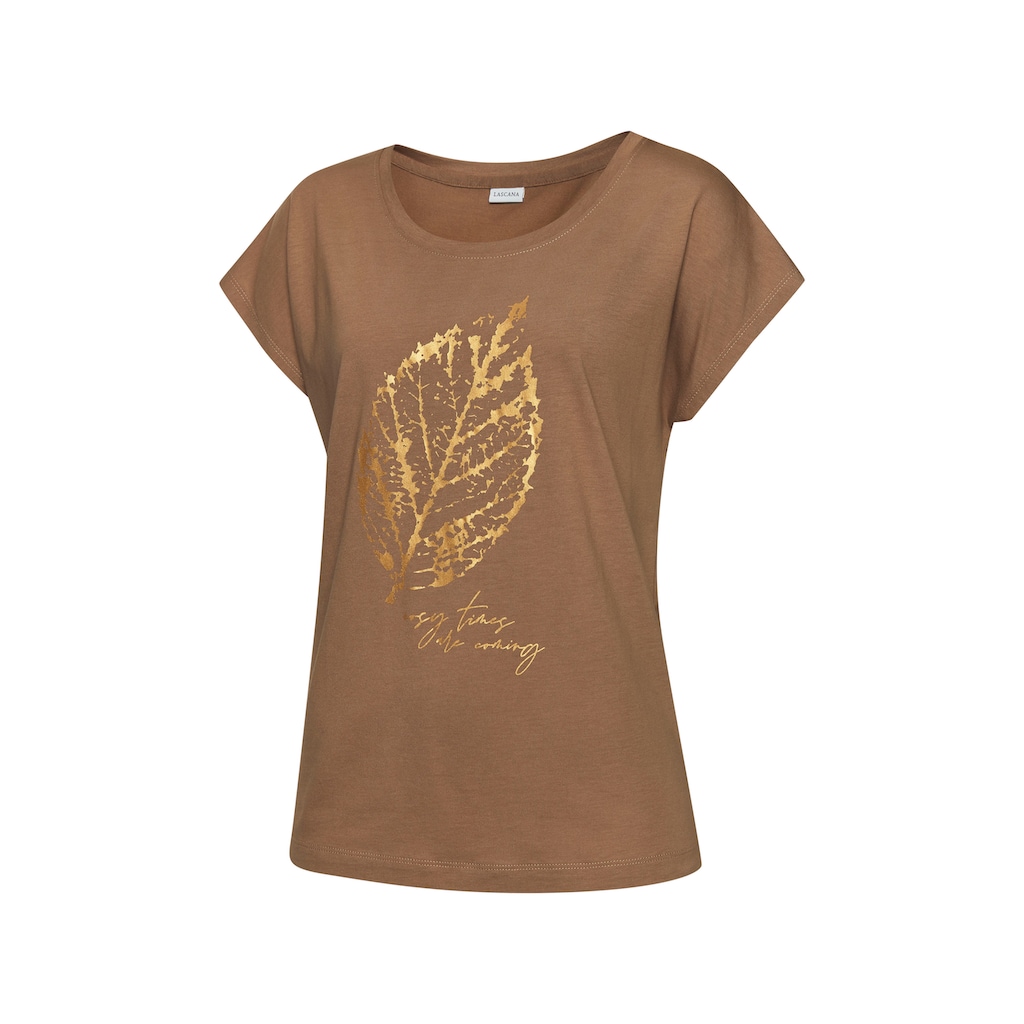 LASCANA Pyjamaoberteil, mit Folienprint