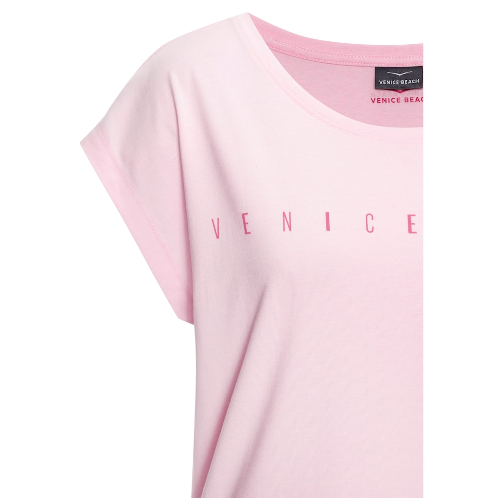 Venice Beach Kurzarmshirt, mit Frontdruck, T-Shirt aus Baumwollmischung, Basic, casual