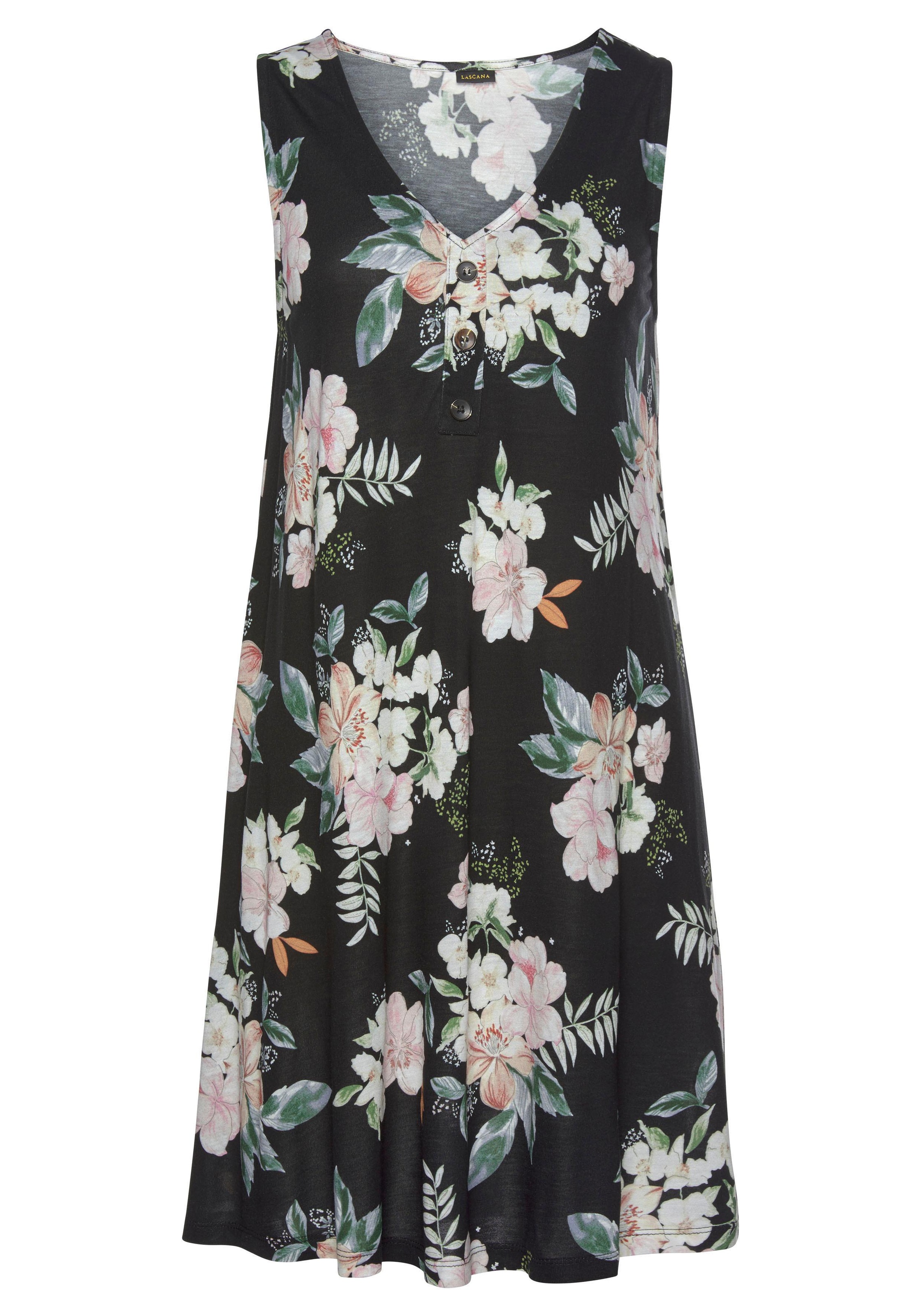 LASCANA Strandkleid mit Blumendruck, Minikleid, Sommerkleid