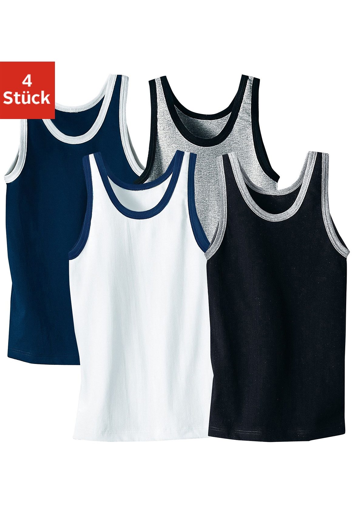 Thumbnail - AUTHENTIC LE JOGGER Unterhemd, (Packung, 4 St.), mit kontrastfarbigen Einfassungen