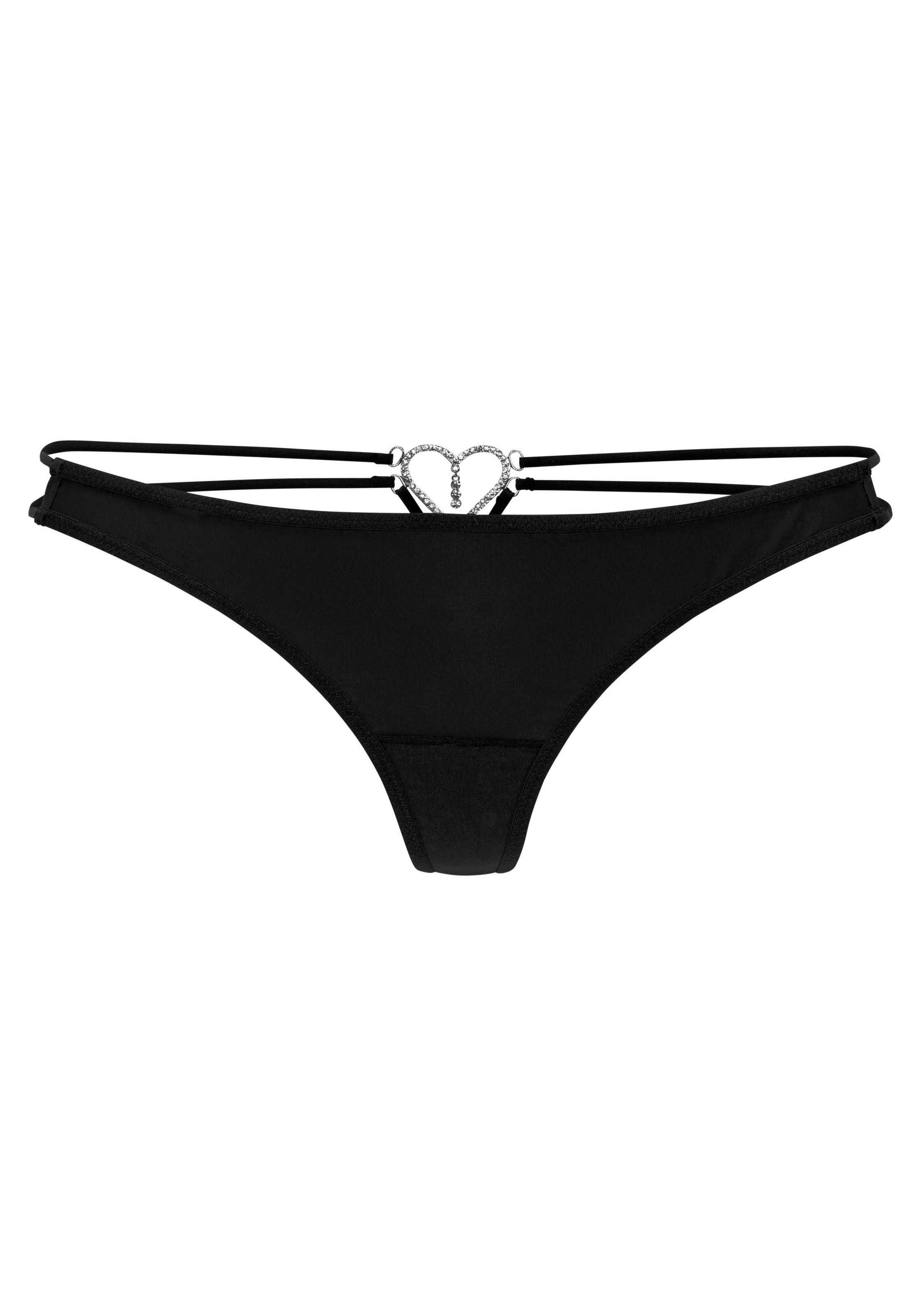 LASCANA String mit elastischen Bändern und Herz-Accessoire hinten