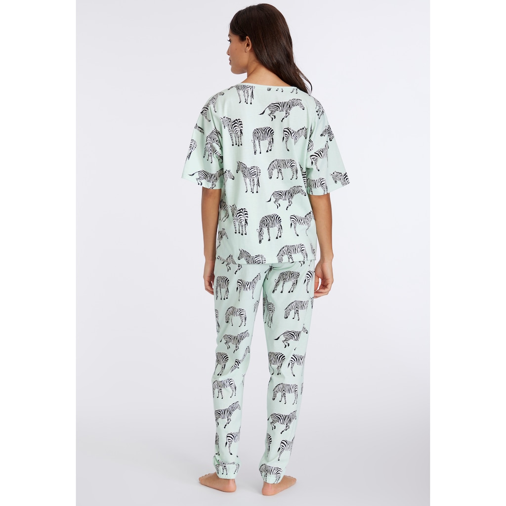 Vivance Dreams Pyjama, (2 tlg.), mt Animal Alloverprint