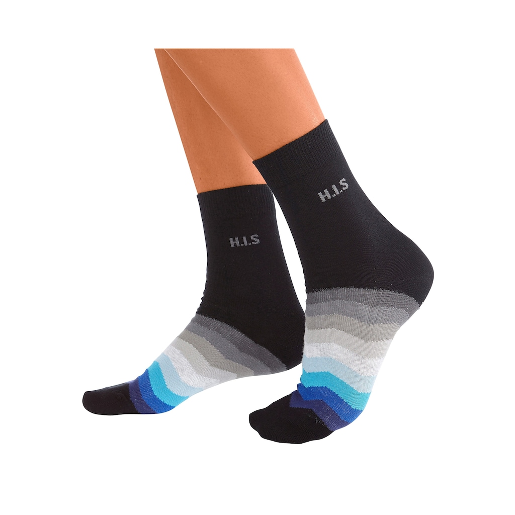 H.I.S Basicsocken, (Packung, 7 Paar), mit schwarzem Schaft