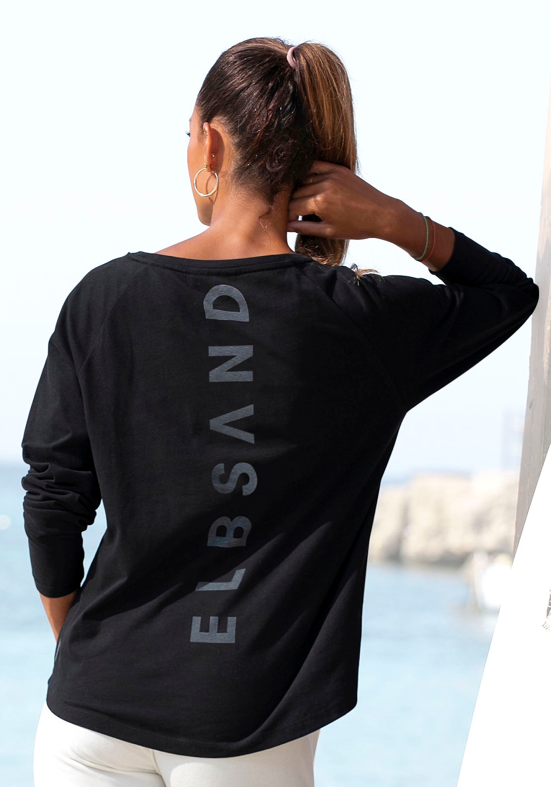 Elbsand Longsleeve »Tinna«, mit Logodruck hinten, Langarmshirt aus Baumwoll-Mix, sportlich-casual