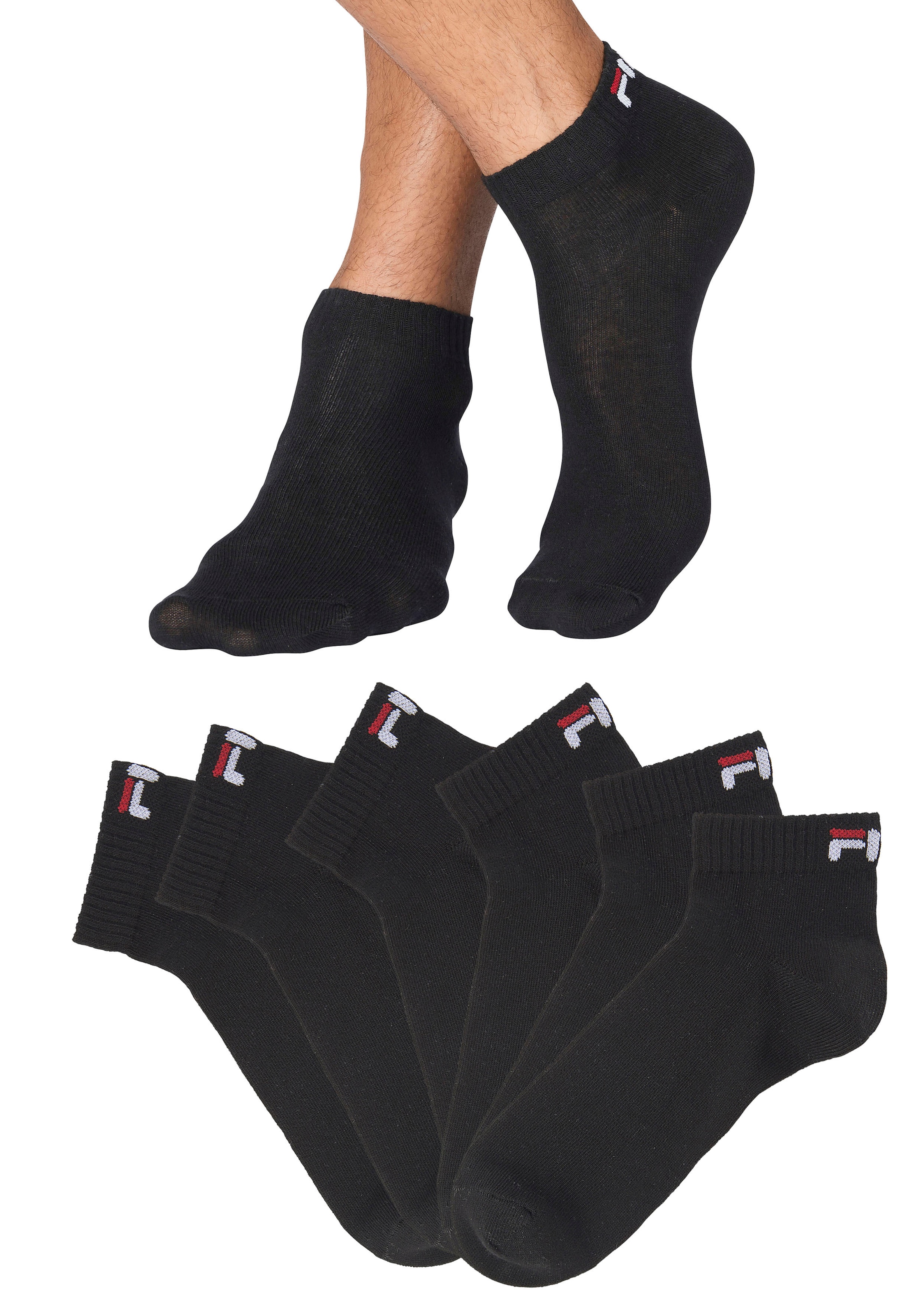 Fila Chaussettes courtes »UNISEX INVISIBLE PLAIN SOCKS« 6 cuis tlg. Baumwollmischung, Rippenbündchen, flache Zehennaht