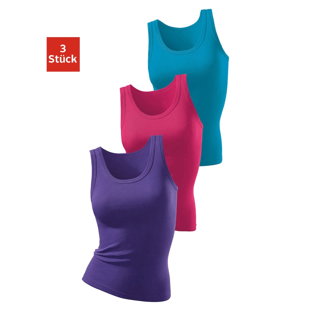 H.I.S Tanktop »ohne Seitennähte«, (3er-Pack), aus weicher Rippqualität aus Baumwolle