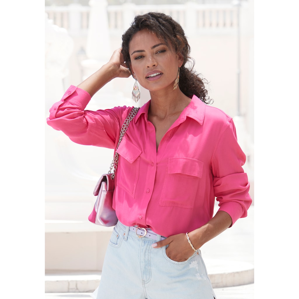 Vivance Hemdbluse, aus softer Lyocellqualität, luftige Damenbluse, casual-chic