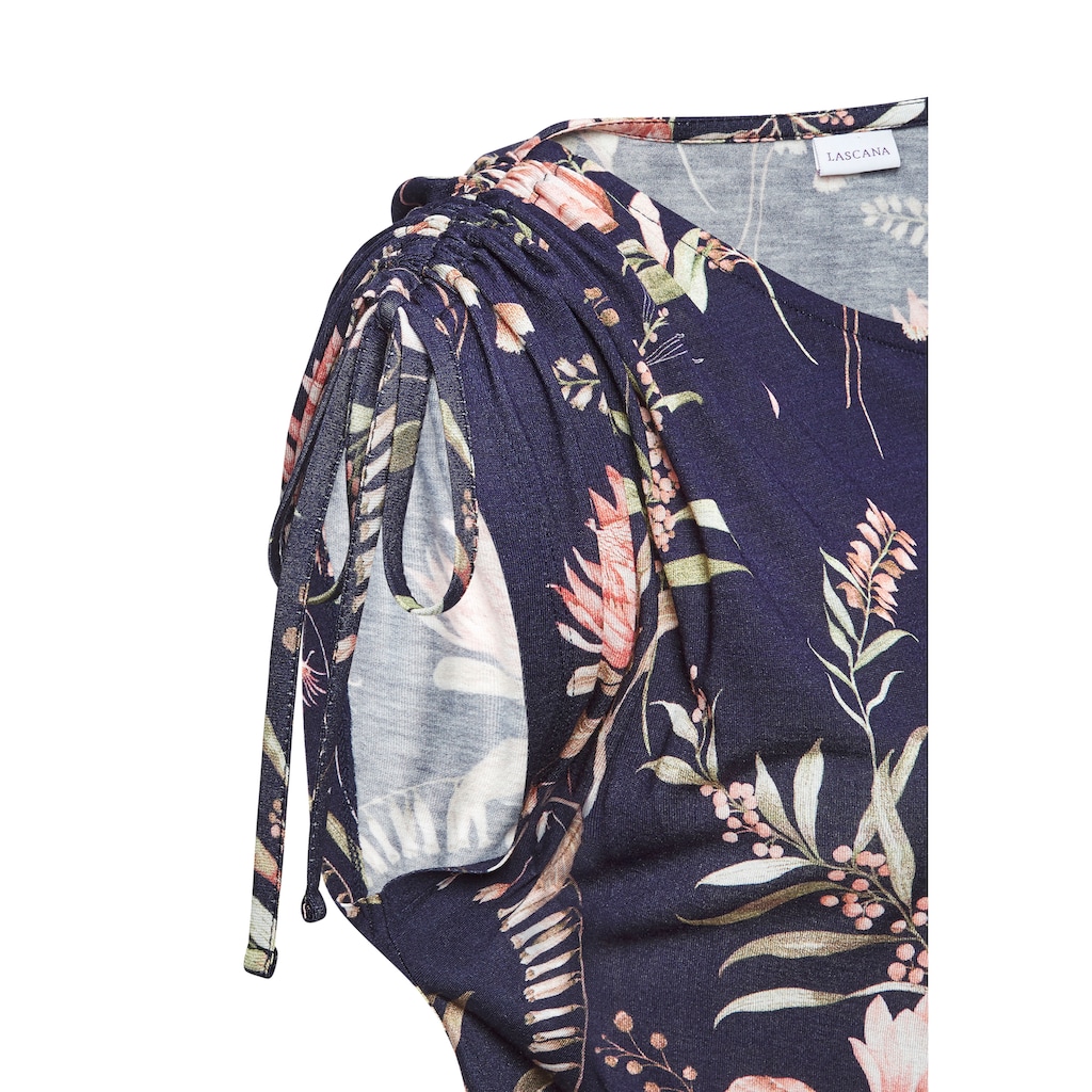Vivance Jerseykleid, mit Blumenprint, lockeres Sommerkleid, Strandkleid