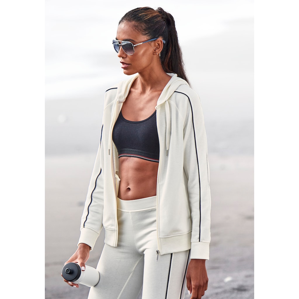 H.I.S Kapuzensweatjacke, mit Piping an den Ärmeln, Loungeanzug