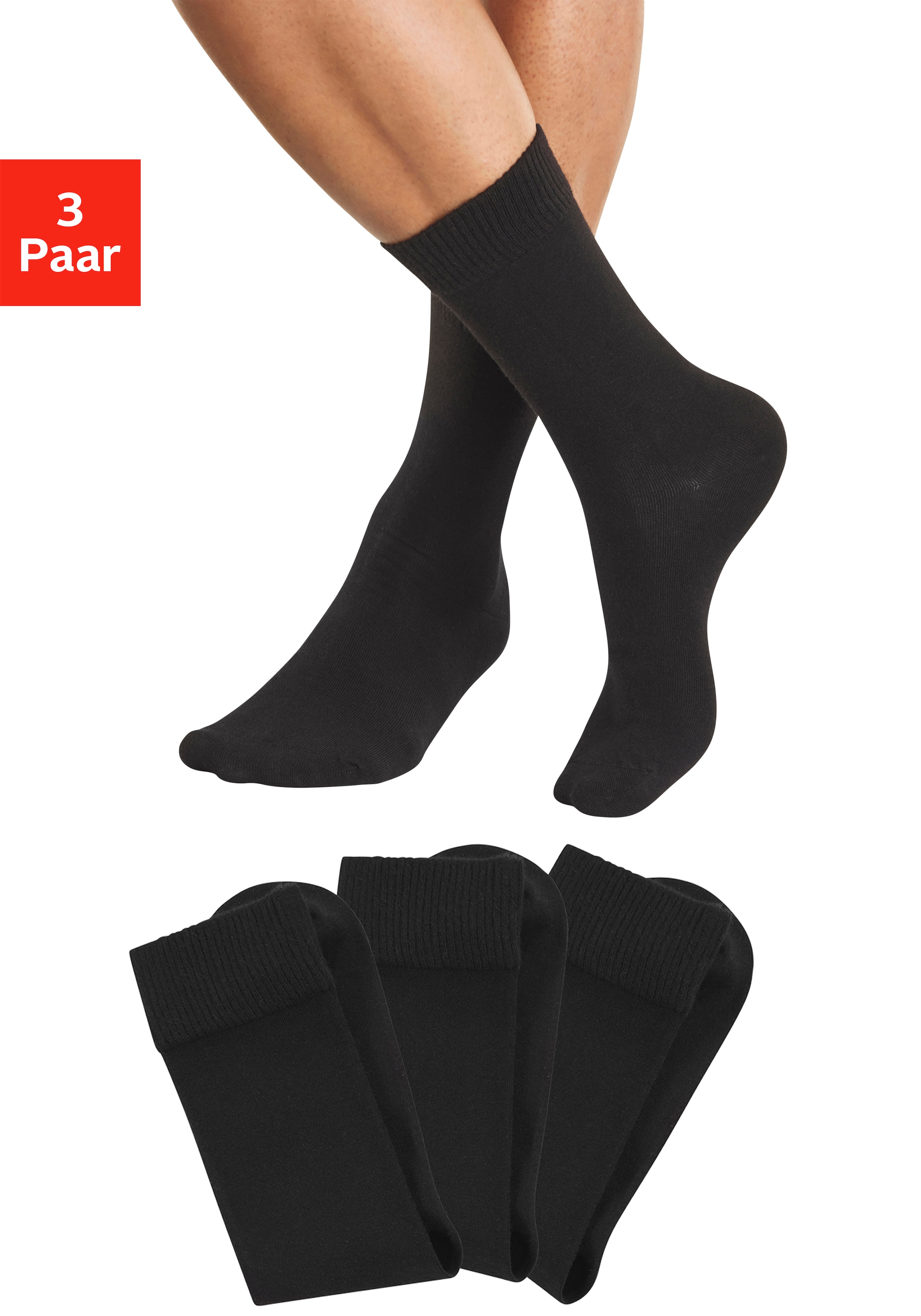 H.I.S Chaussettes basiques Paquet, 3 Couple tlg. mit weicher Viskose
