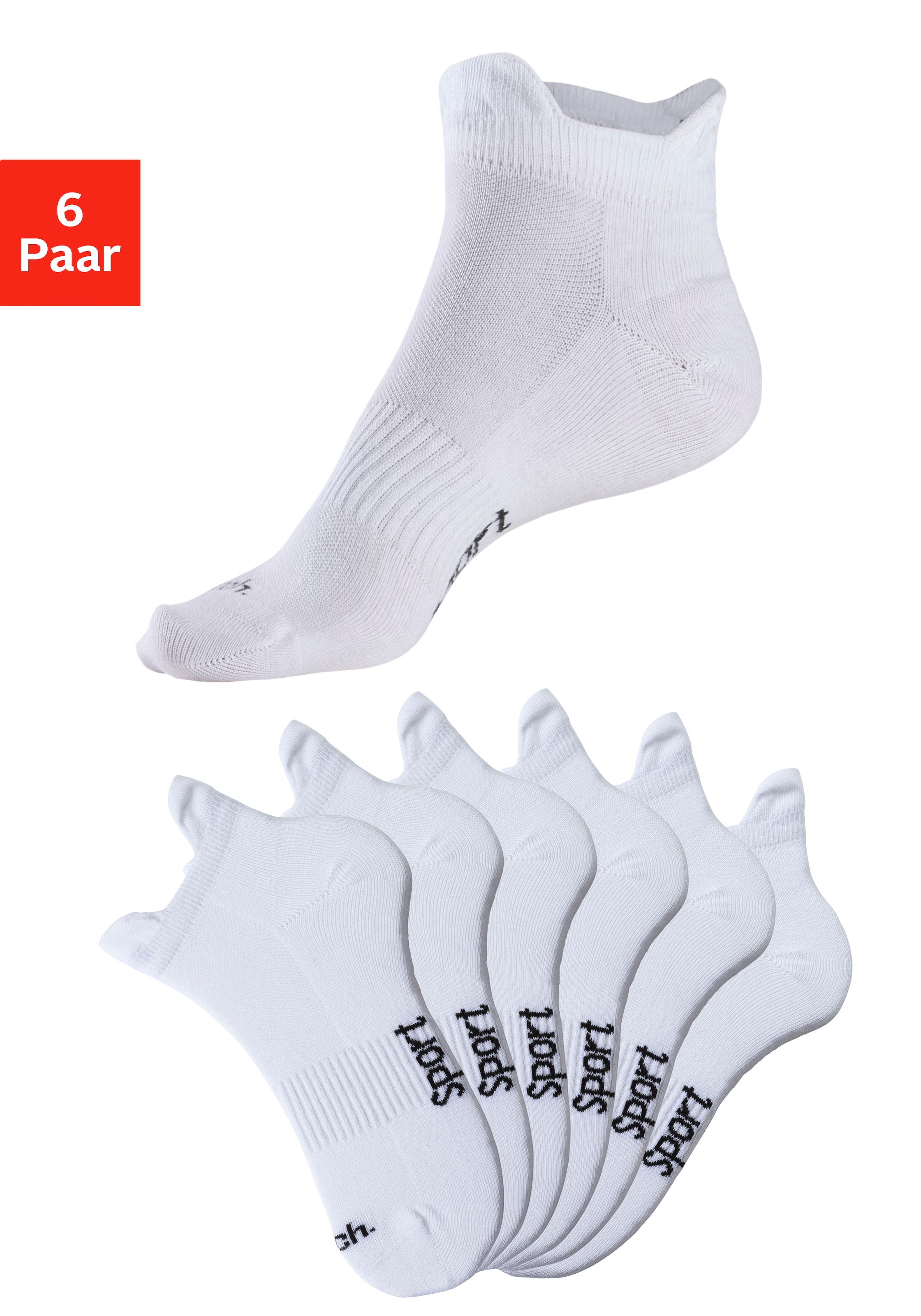 Bench. Sneakersocken Packung, 6 Stk. tlg. mit feiner Mesh Konstruktion und Mittelfussgummi