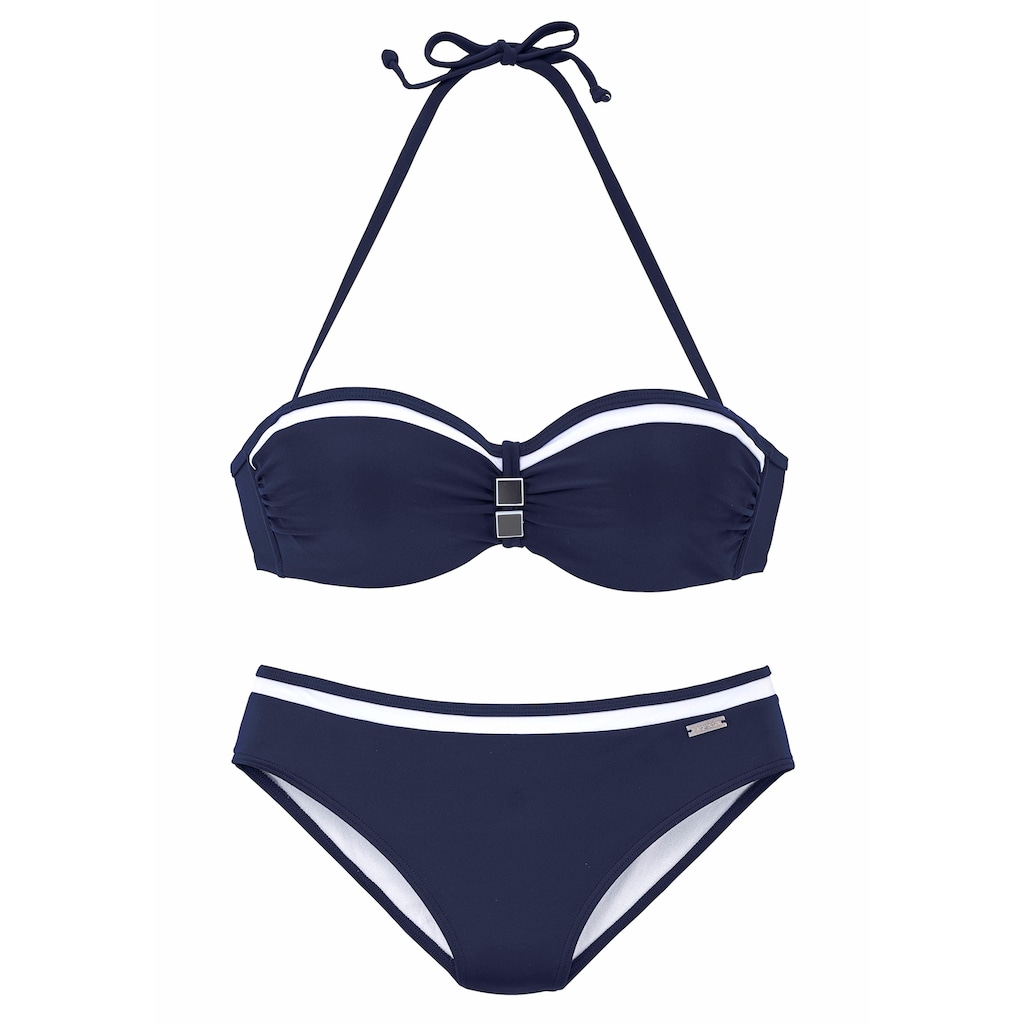 LASCANA Bügel-Bandeau-Bikini, mit Kontrastdetails