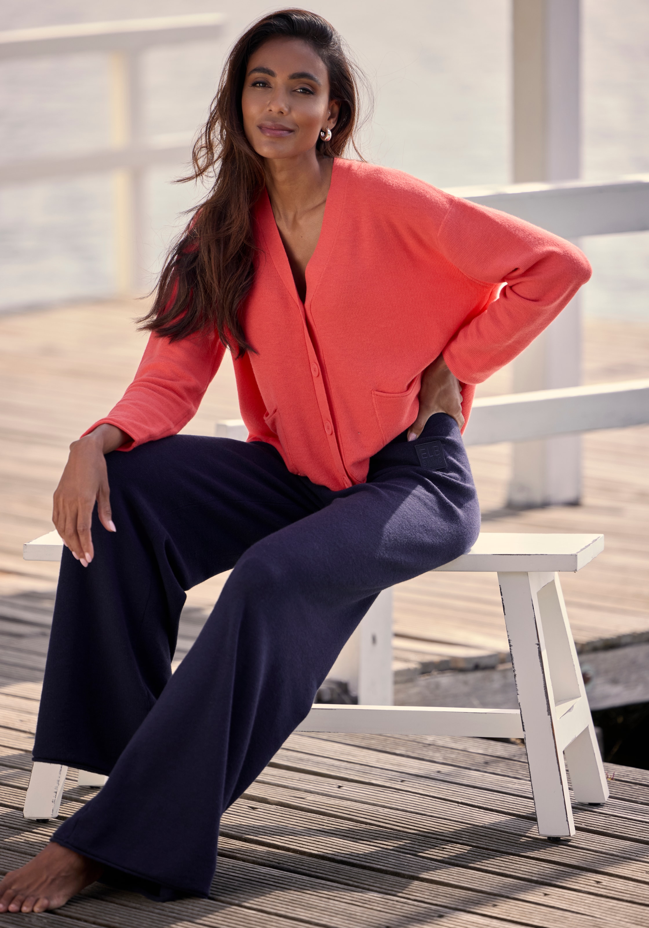 Elbsand Veste en tricot aus hochwertigem Feinstrick, Loungewear