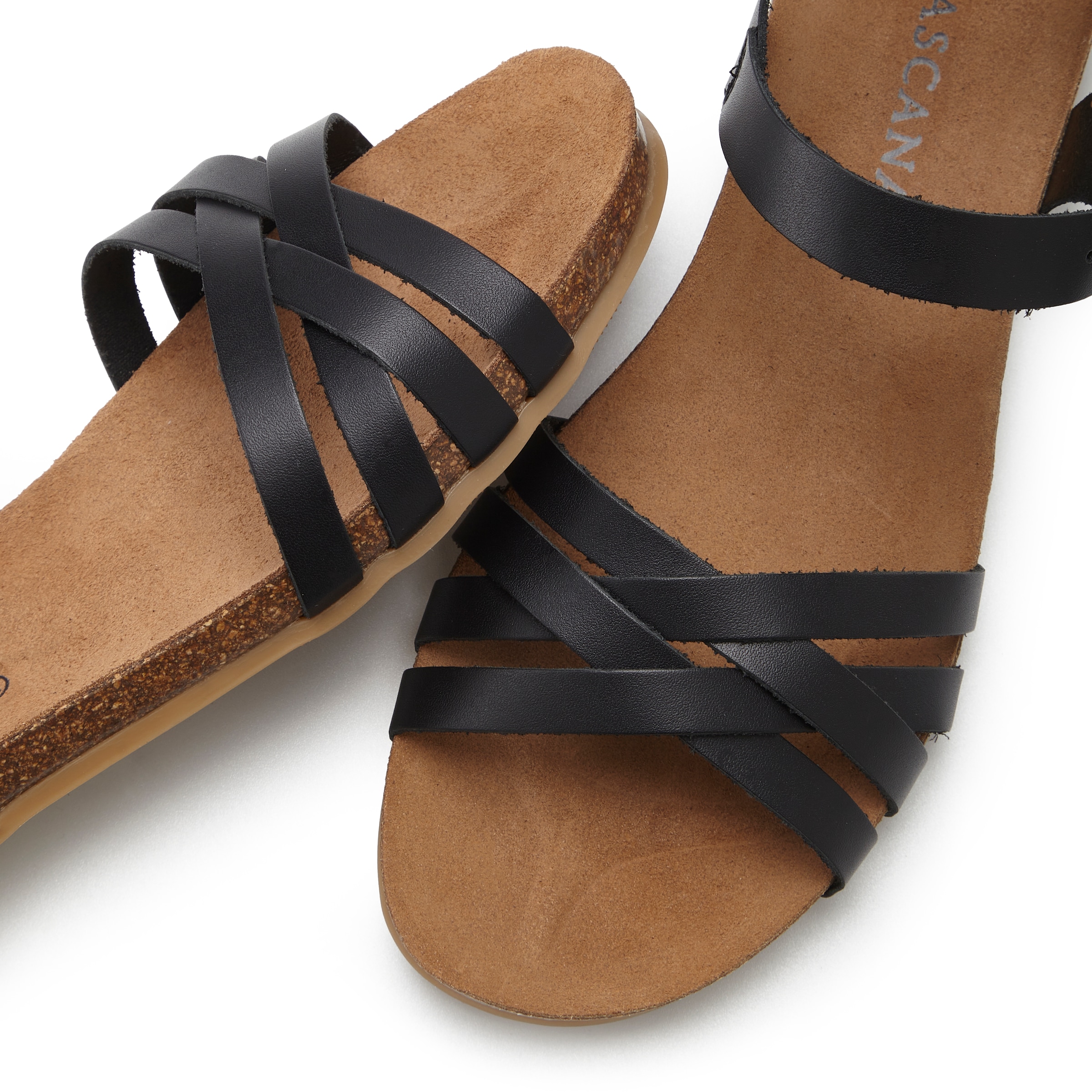 LASCANA Sandale »Sandalette, Sommerschuh«, aus Leder mit komfortablem Korkfussbett