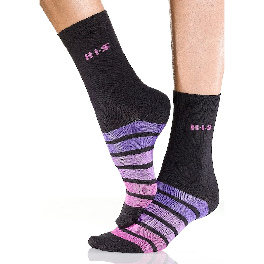 H.I.S Freizeitsocken, (Packung, 7 Paar), mit buntem Ringelmuster