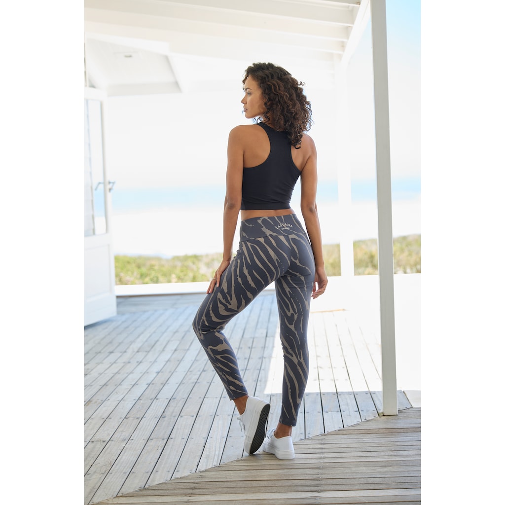 LASCANA Leggings, mit Zebramuster und breitem Bund, Loungewear