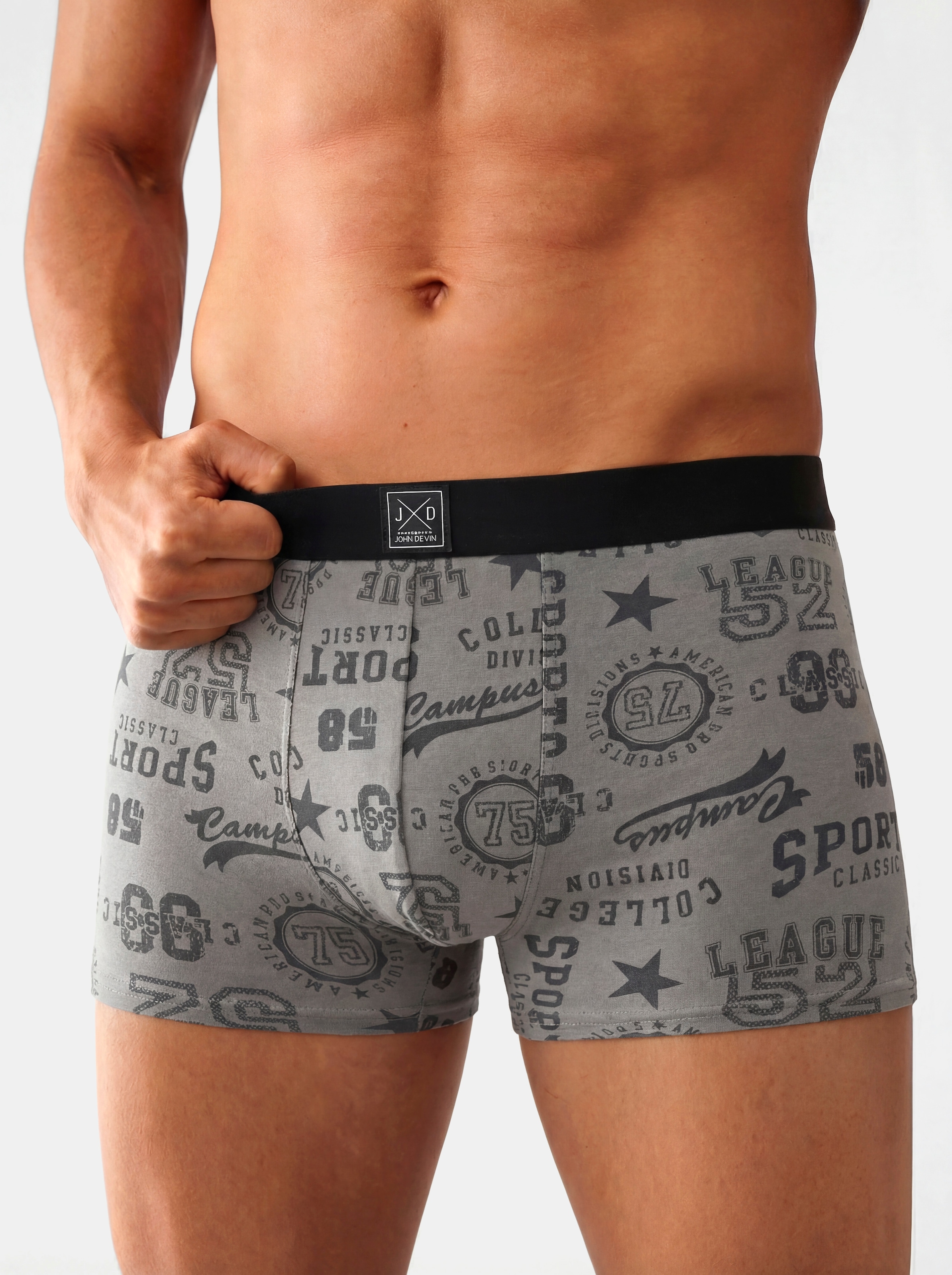 John Devin Boxer »Boxershorts für Herren« Paquet, 3 cuis en jersey doux, lot de 3, imprimés parfois amusants