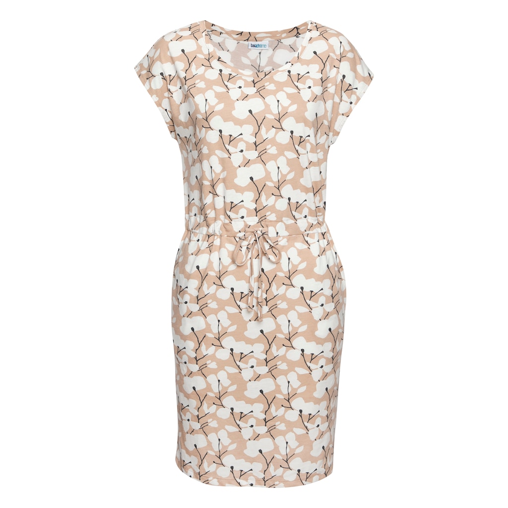 Beachtime Jerseykleid, mit Blumenmuster und Taschen, Sommerkleid aus Baumwoll-Mix