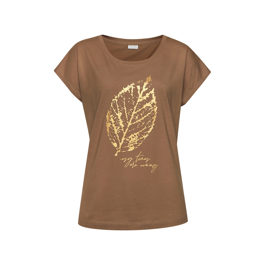 LASCANA Pyjamaoberteil, mit Folienprint