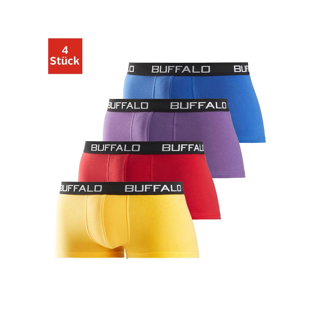 Buffalo Hipster, (Packung, 4 St.), knapp sitzende Boxershorts mit Kontrastbund aus Baumwollmischung