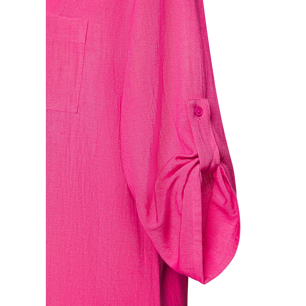 LASCANA Longbluse, aus leichter Webware mit Leinenanteil, luftiges Blusenkleid