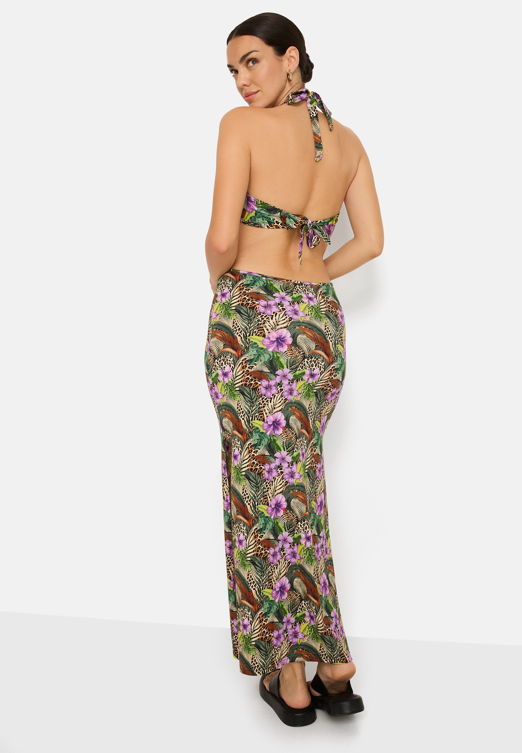LSCN by LASCANA Maxi robe avec découpes, robe dos nu à imprimé intégral