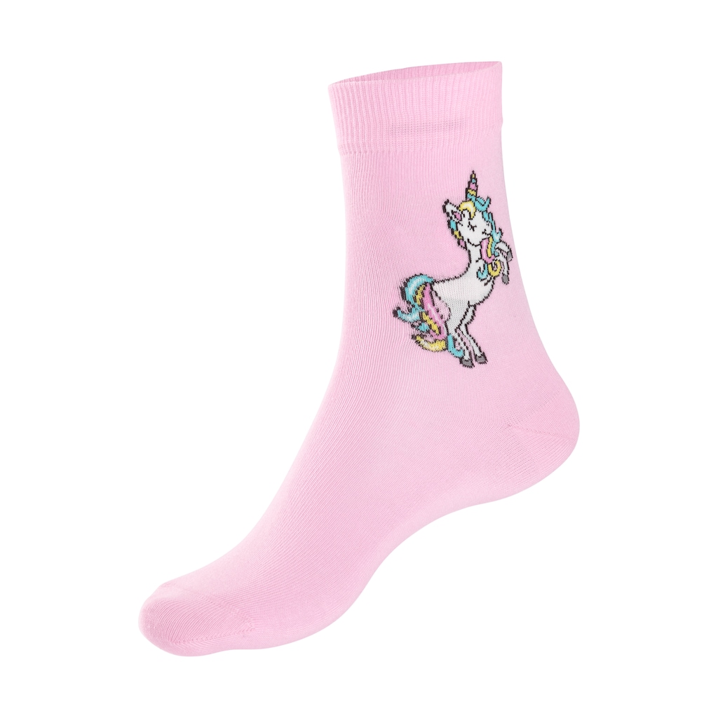 H.I.S Basicsocken, (Packung, 4 Paar), mit Einhorn Motiven
