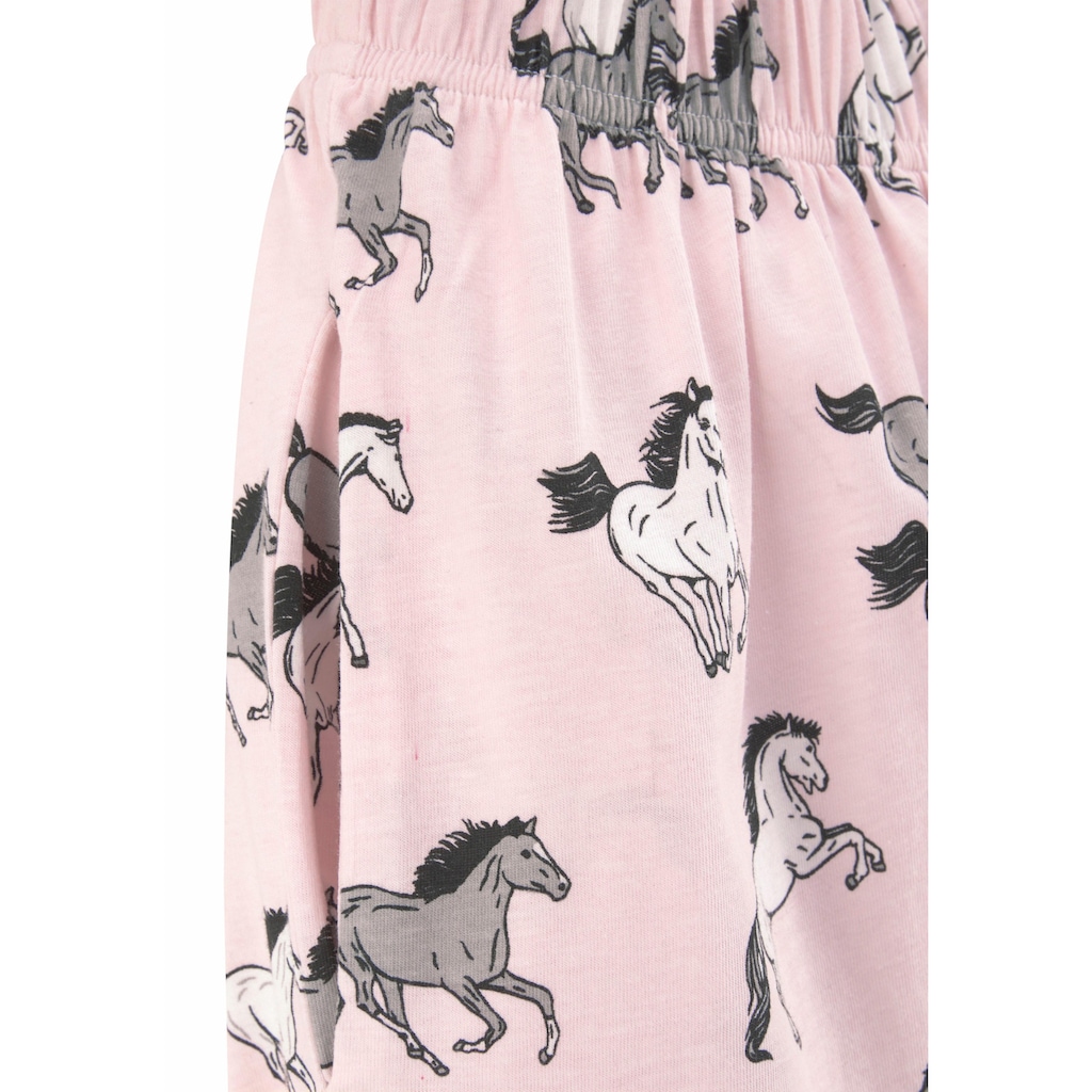 petite fleur Pyjama, (2 tlg., 1 Stück), Schlafanzug in langer Form mit Pferde Print
