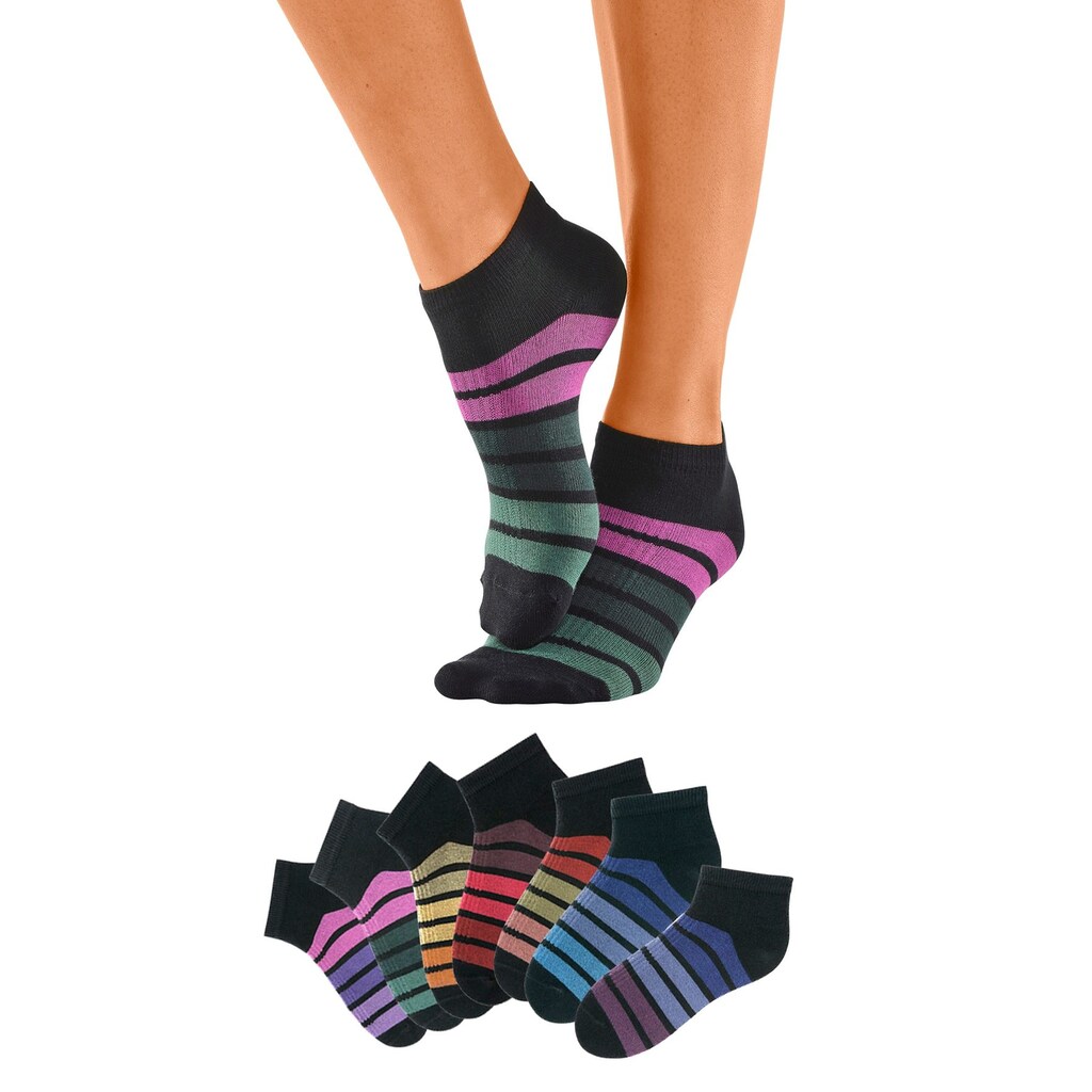 H.I.S Sneakersocken, (Packung, 7 Paar), mit bunten Ringeln
