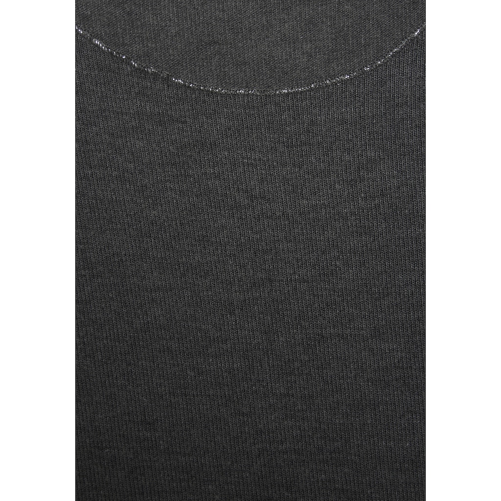 LASCANA Rundhalsshirt »mit feiner Glitzereinfassung«, aus weichem Viskose-Feinstrick