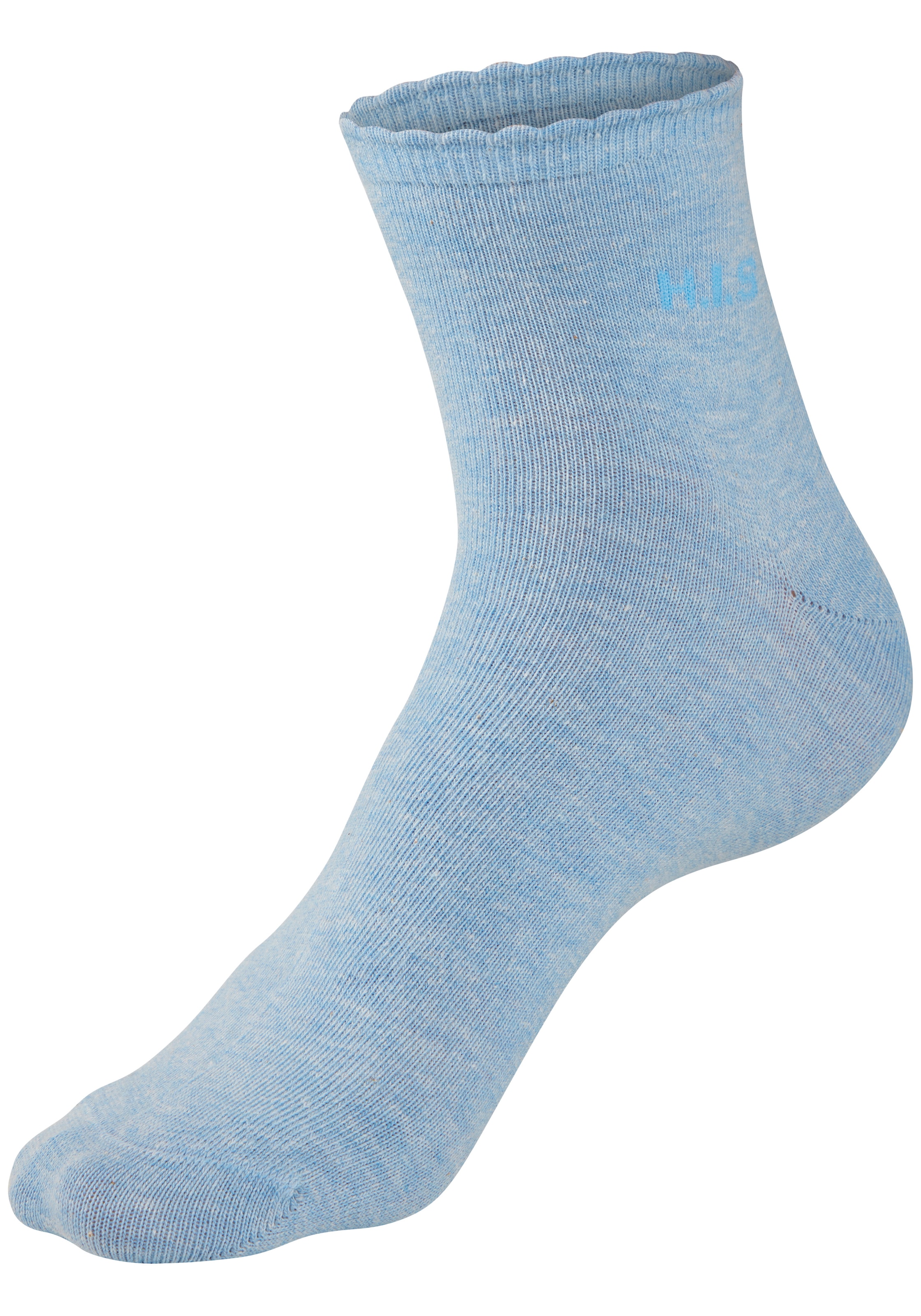 H.I.S Kurzsocken »Damen uni und meliert für die ganze Woche« Packung, 7 Paar tlg. mit gewelltem Bündchen