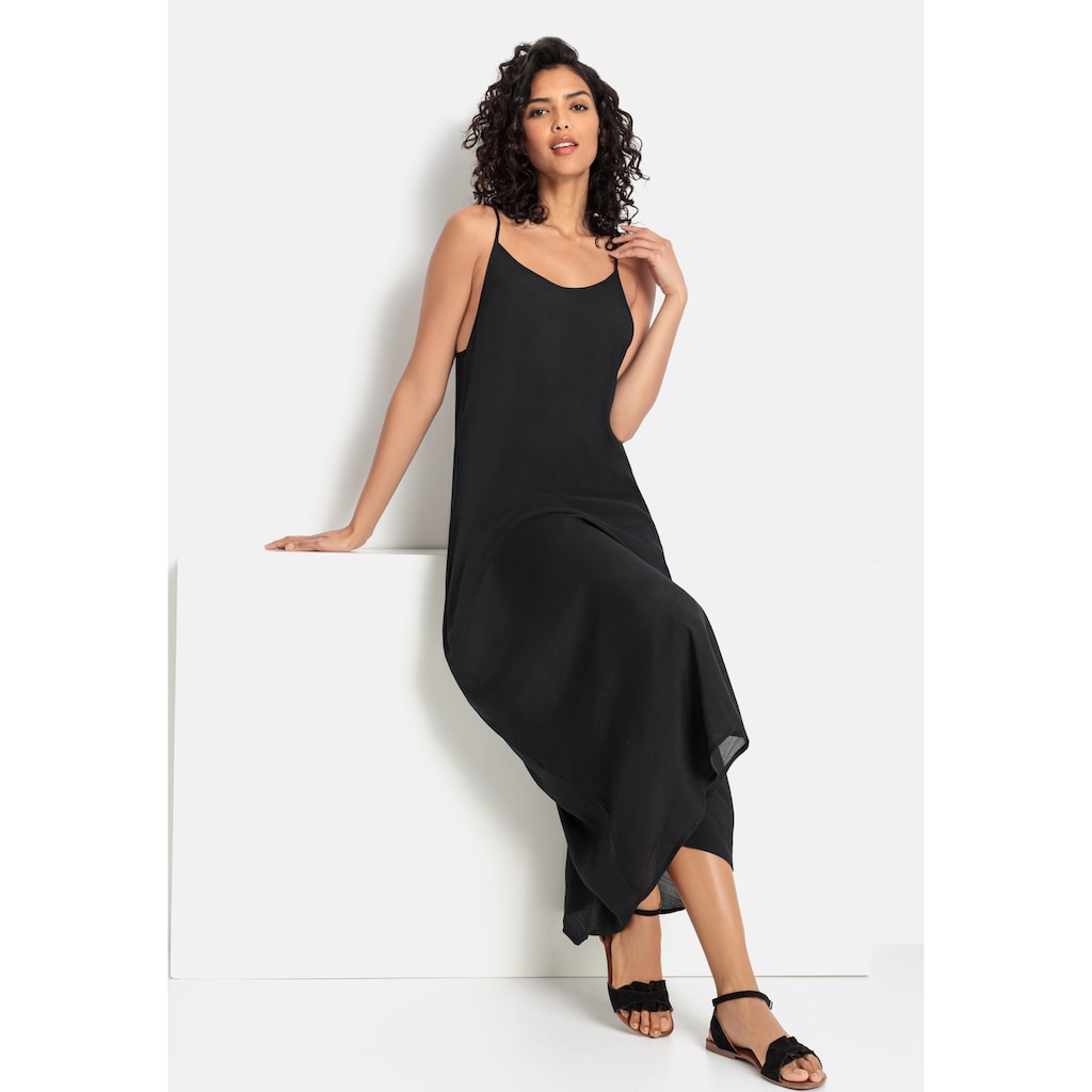 LASCANA Maxikleid, mit rundem Ausschnitt, luftiges Sommerkleid, Strandkleid