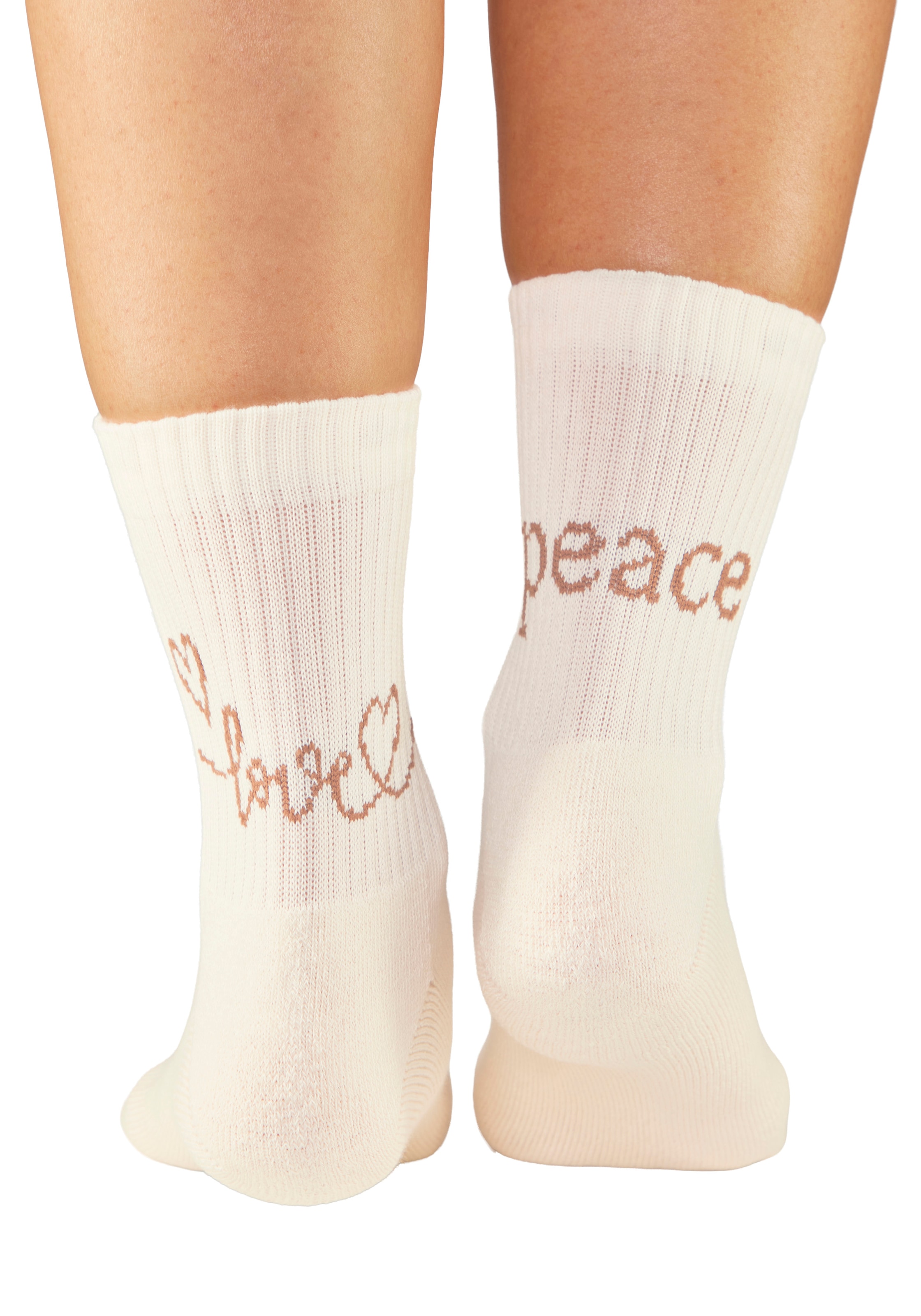 H.I.S Chaussettes de tennis »Damen Sportsocken daily socks« Paquet, 7 Couple tlg. avec du molleton bouclé au pied et des inscriptions attrayantes