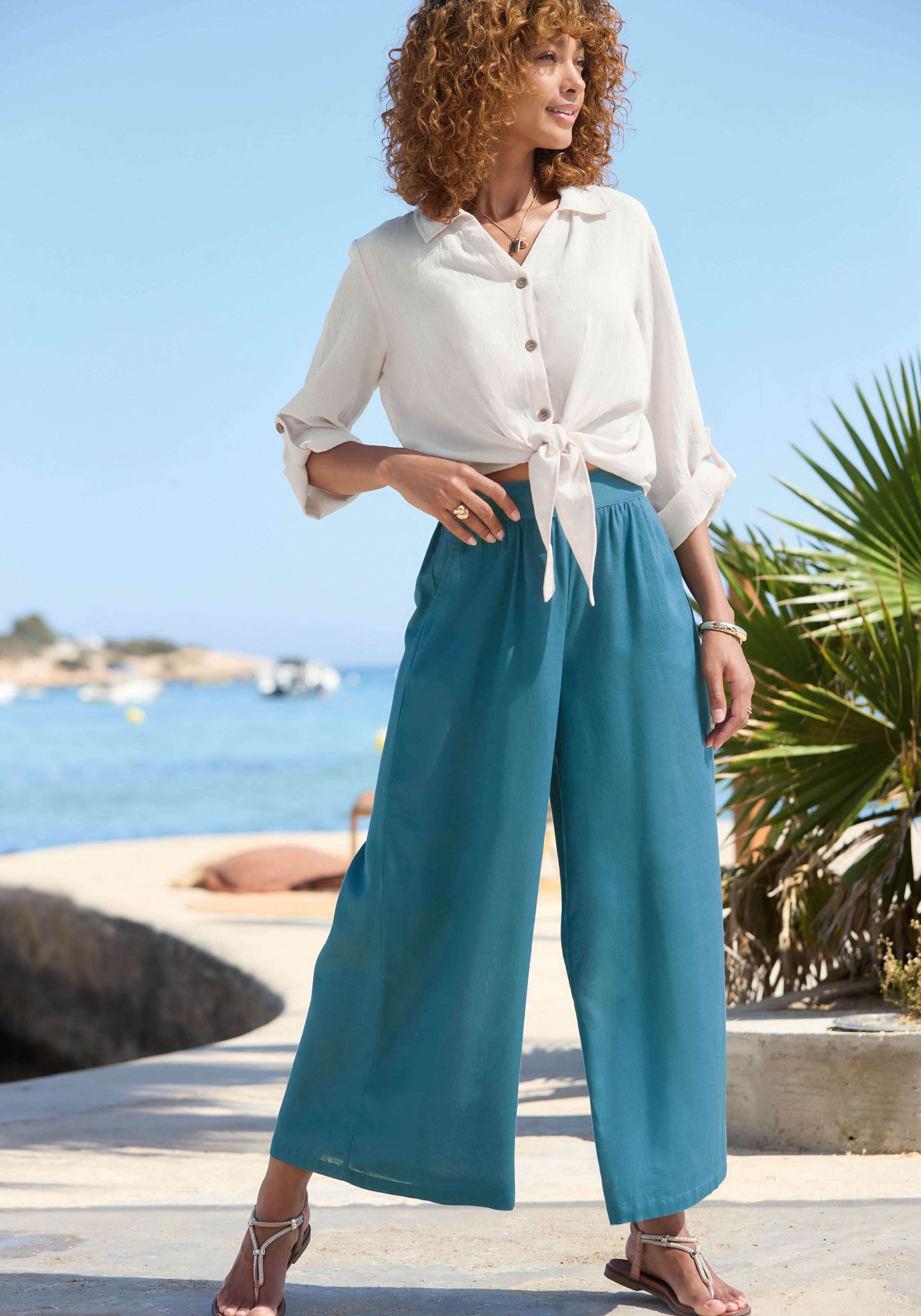 LASCANA Jupe-culotte  mit Leinen-Anteil, luftige Sommerhose in 7/8-Länge aus Leinenmix