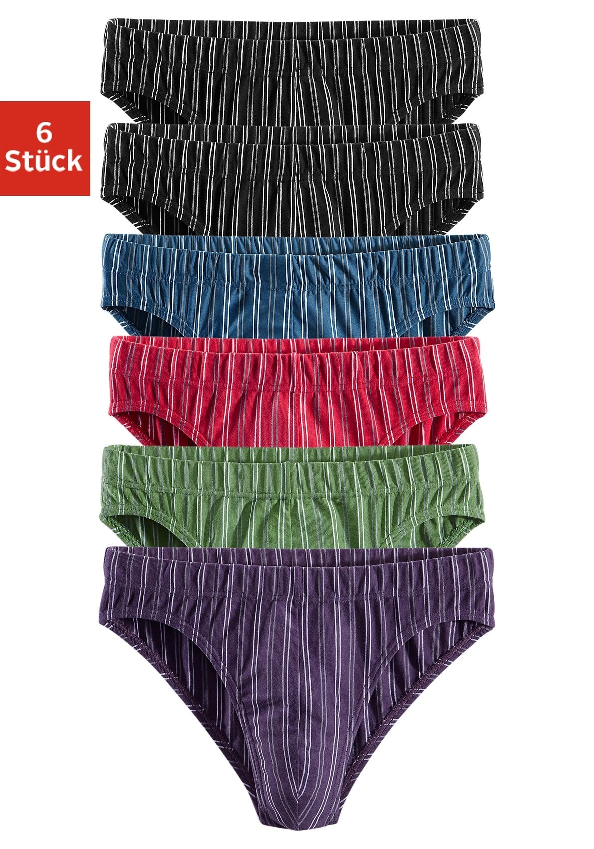 le jogger® Slip Packung, 6 Stk. mit garngefärbten Streifen