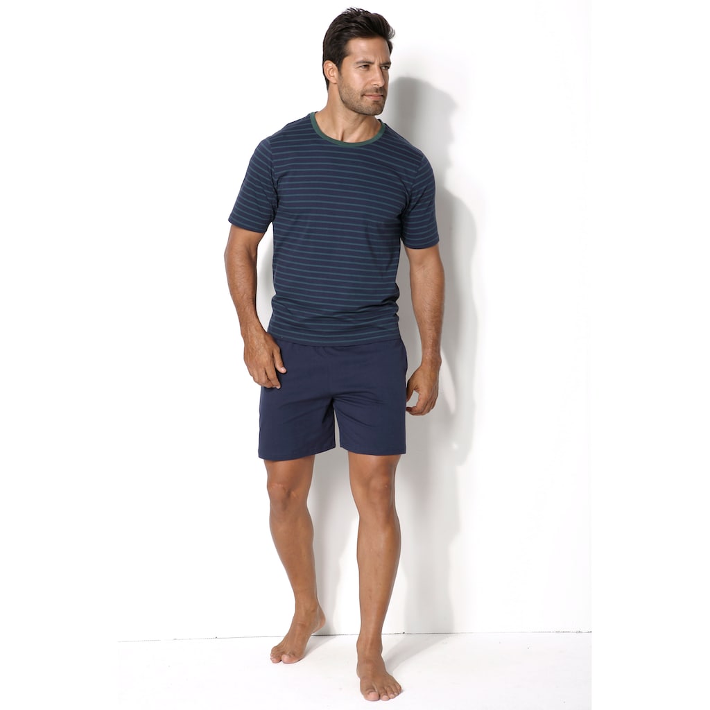 le jogger® Pyjama, (4 tlg., 2 Stück), Schlafanzug im Streifendesign