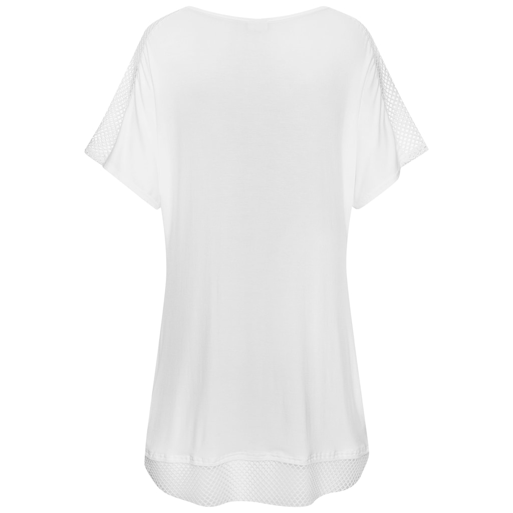 LASCANA Longshirt, mit Mesheinsätzen, Shirtkleid, Strandkleid, lockere Passform