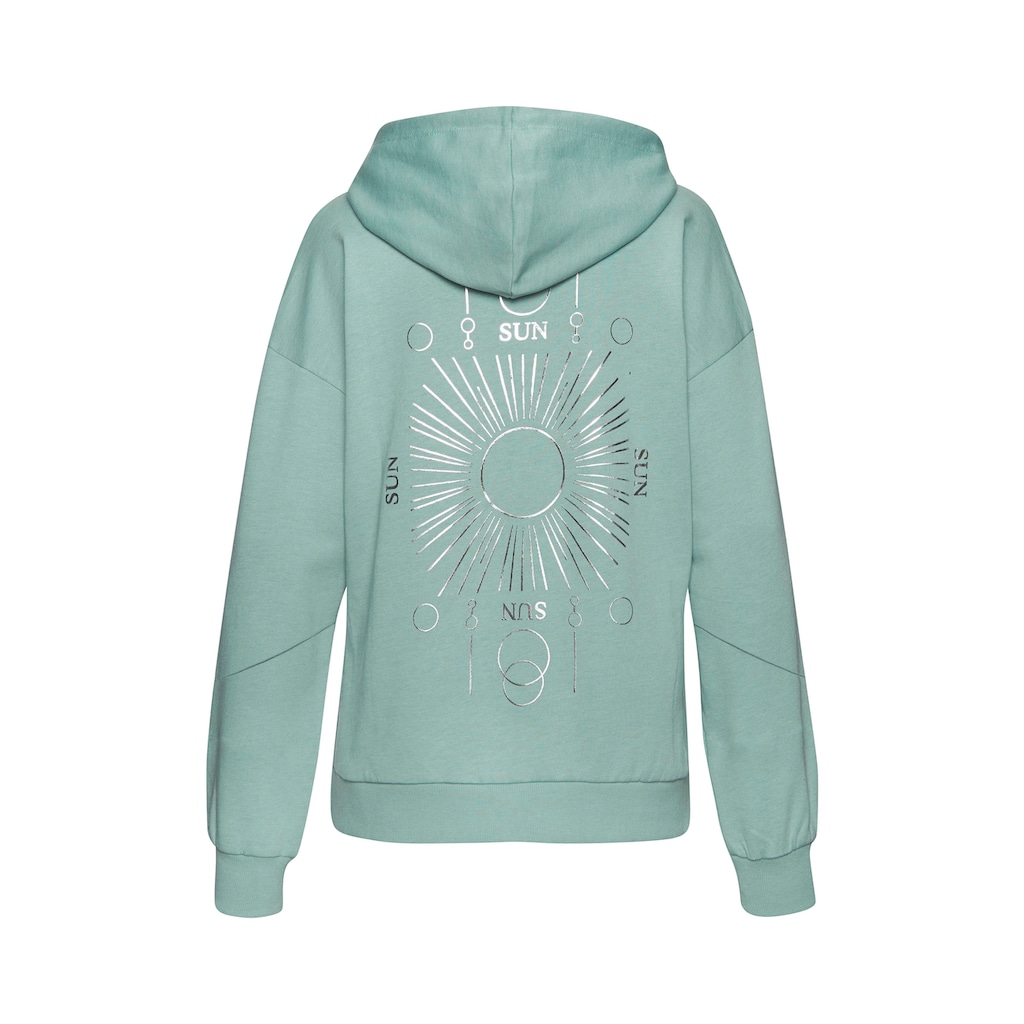 Buffalo Hoodie, Kapuzensweatshirt mit grossem Rückenprint- mit Glanz-Effekt, Loungewear