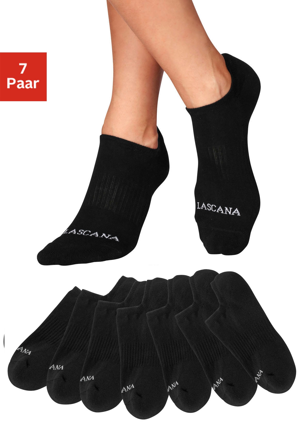 LASCANA ACTIVE Sneakersocken Packung, 7 Stk. tlg. mit Fussfrottee