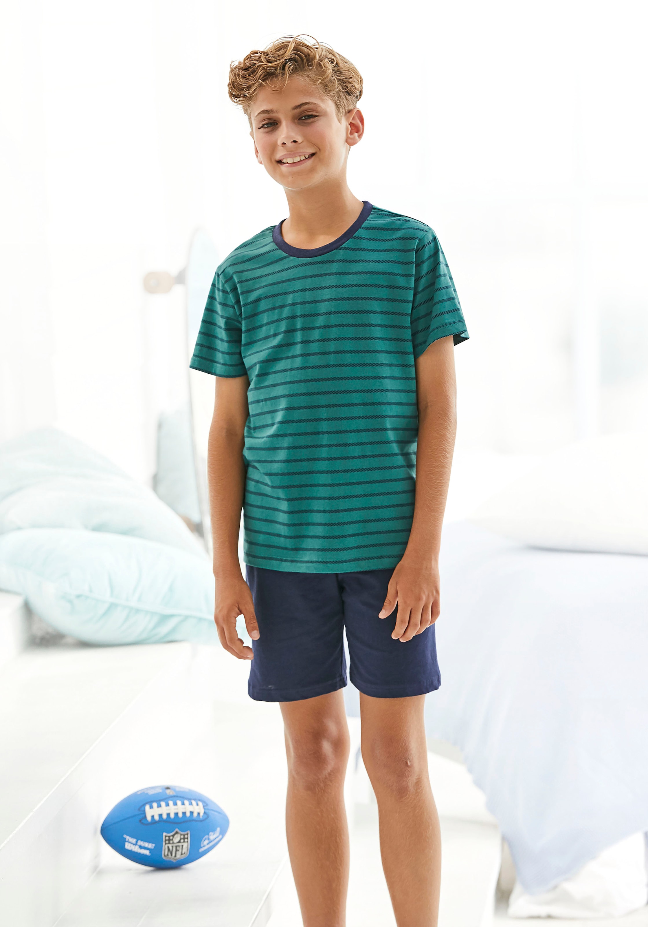 le jogger® Pyjama 1 Stück, 2 tlg. Schlafanzug mit gestreiftem Oberteil